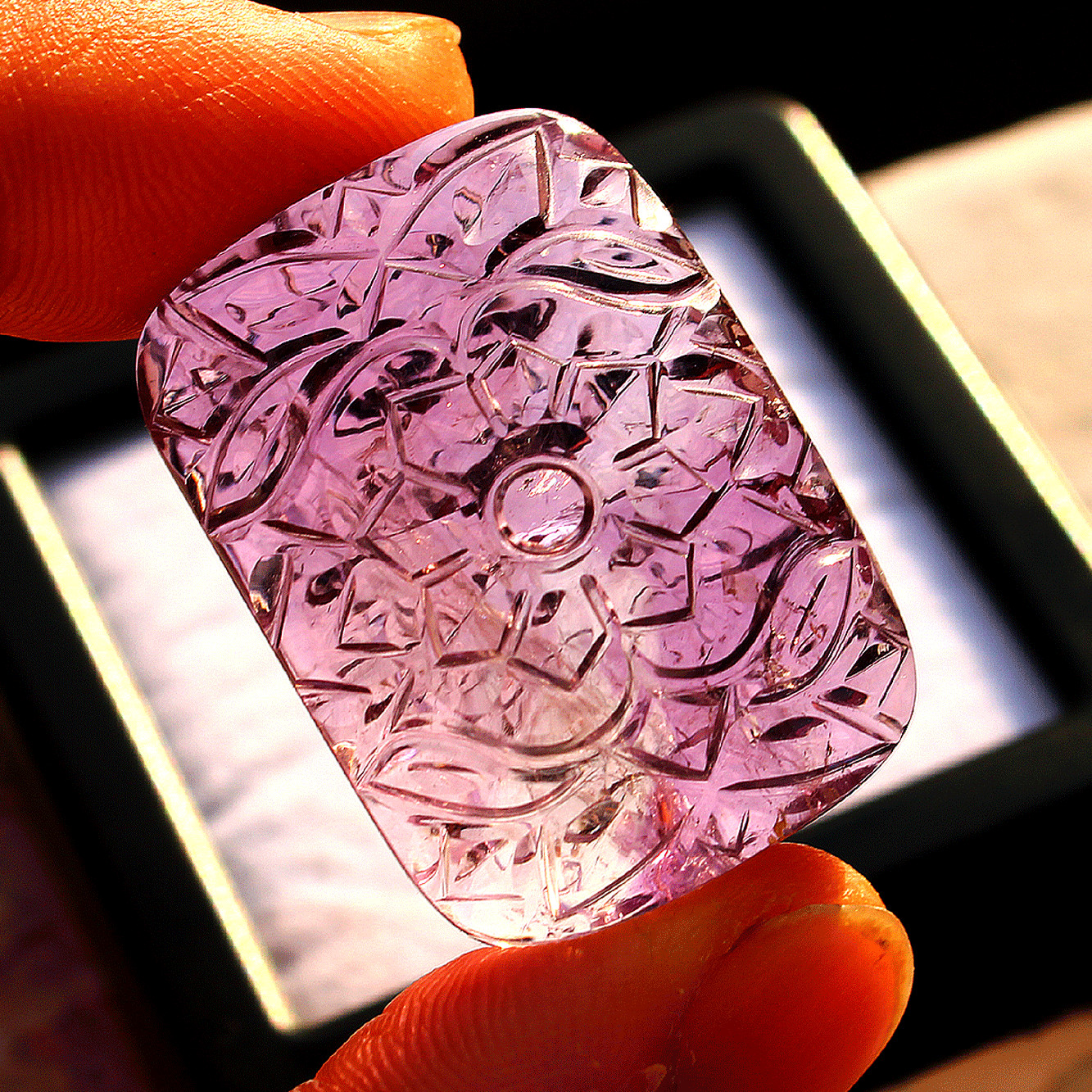 Certified 109.6 Cts Natural Amethyst Floral Carving Collector’s Grade Crystal
