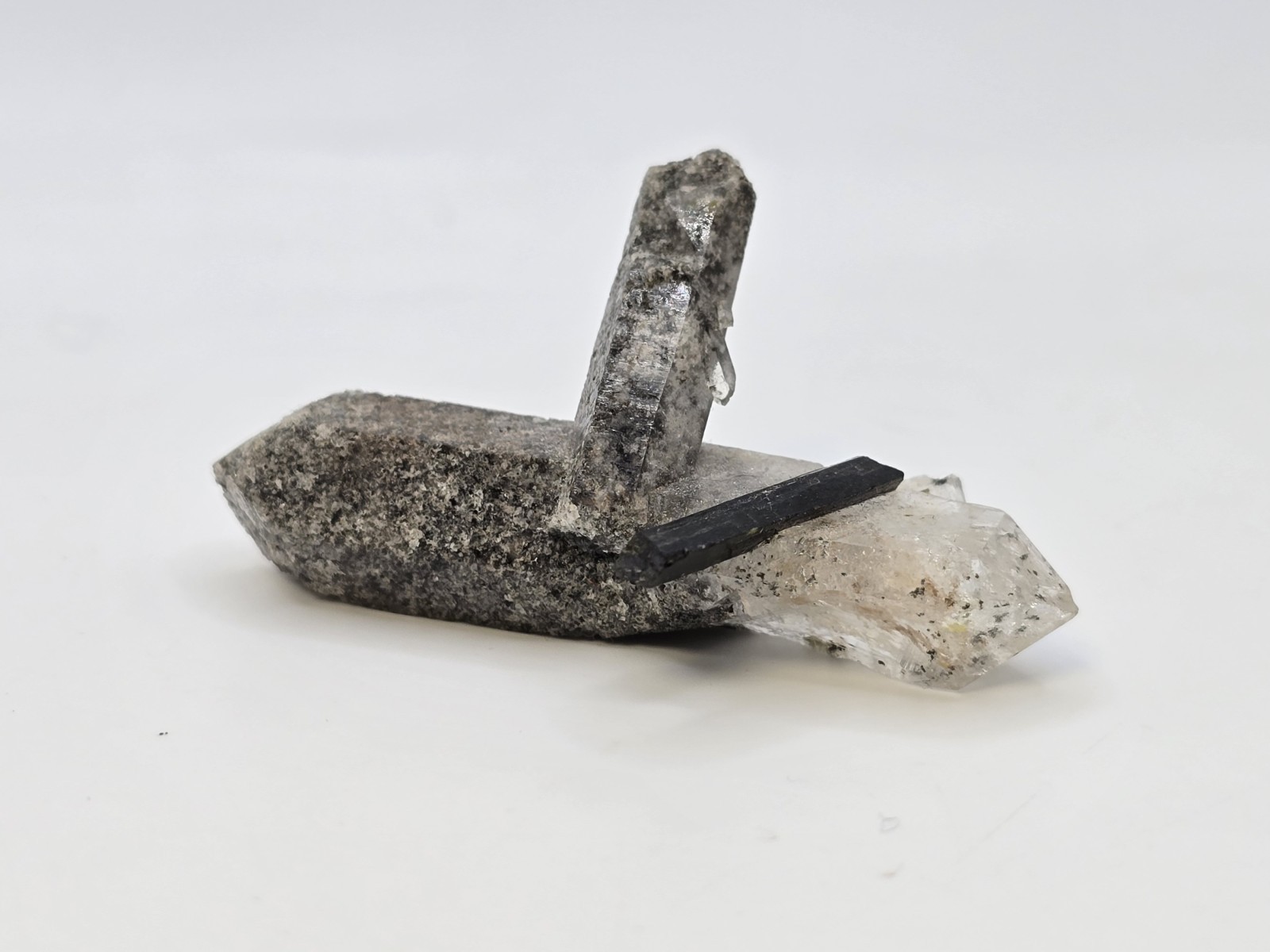 Double Terminated Symmetrical Natural Quartz Crystal Specimen Aegirine Balance