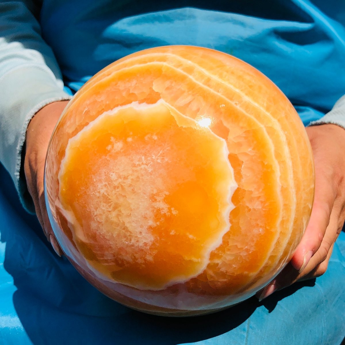 4600G Top Natural Yellow Calcite Ball Quartz Crystal Ball Reiki Healing 5536