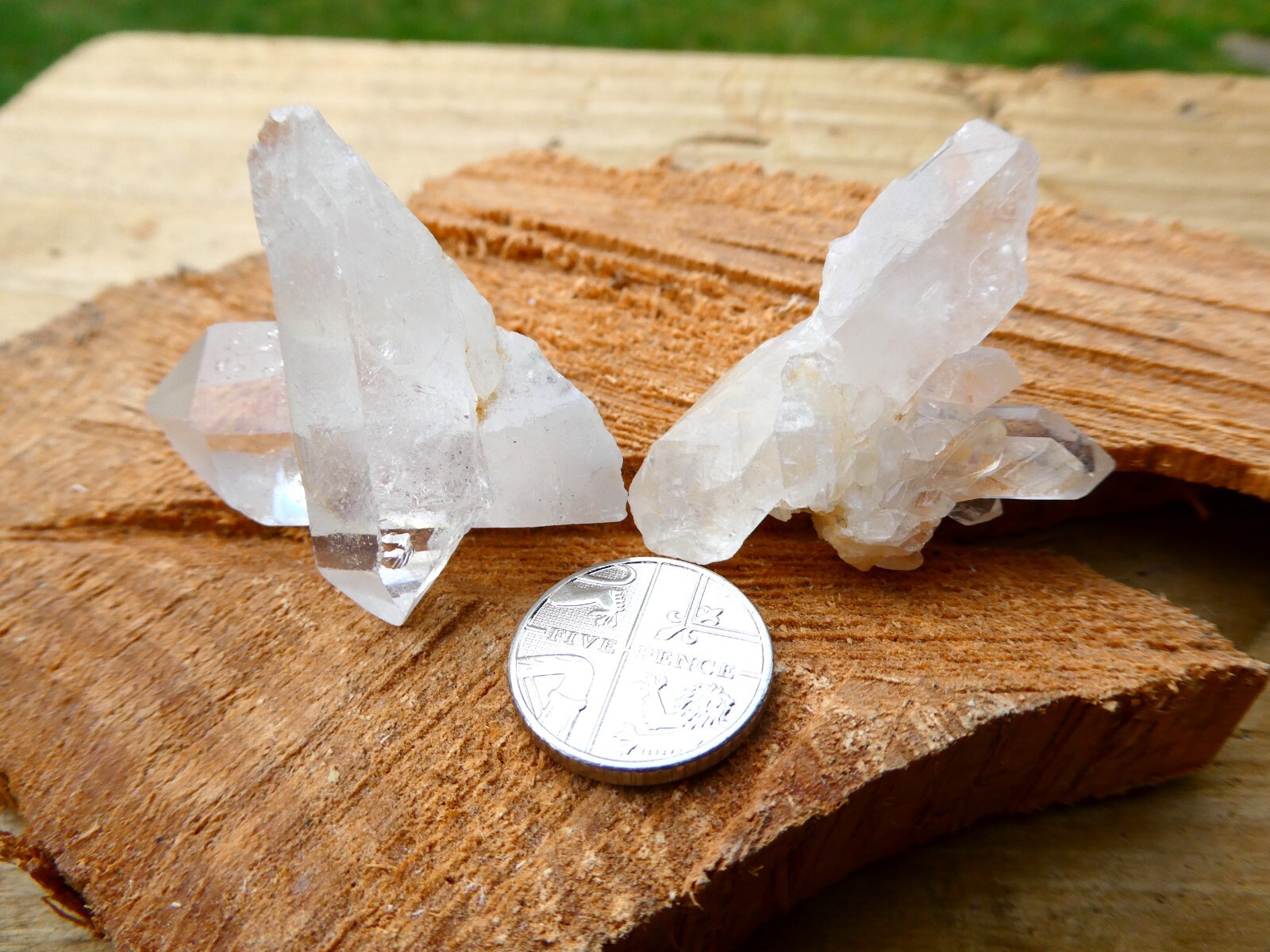 Set Of 2 Quartz Crystal Mini Multi Point Clusters Approx 38mm – 40mm Brazil
