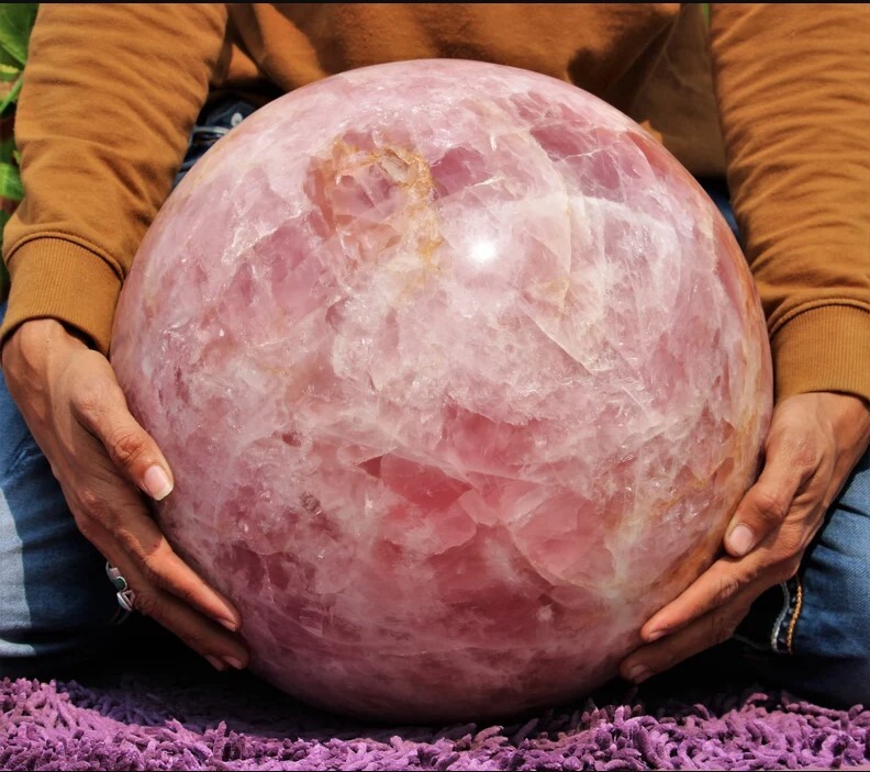 Customized Rose Quartz Sphere Large Crystal Ball Chakra Healing Stone Natural
