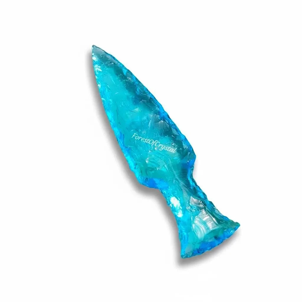 Handmade Blue Aqua Obsidian Glass Arrowhead Knife Blade Dagger 3-6″ Viking Gift