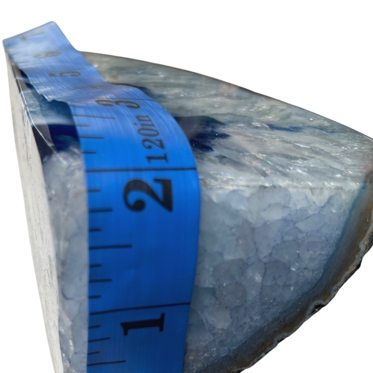 Modern Blue Agate Geode Bookend Half Polished Druzy Quartz Decor 5in 3lb
