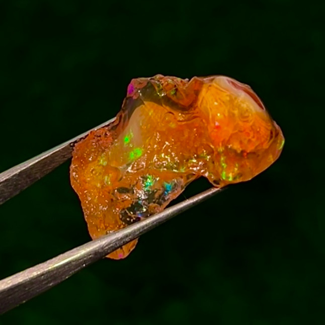 Rare Mexican Fire Opal Rough 26.15 Ct, Natural Orange Opal With Red Green Fire
