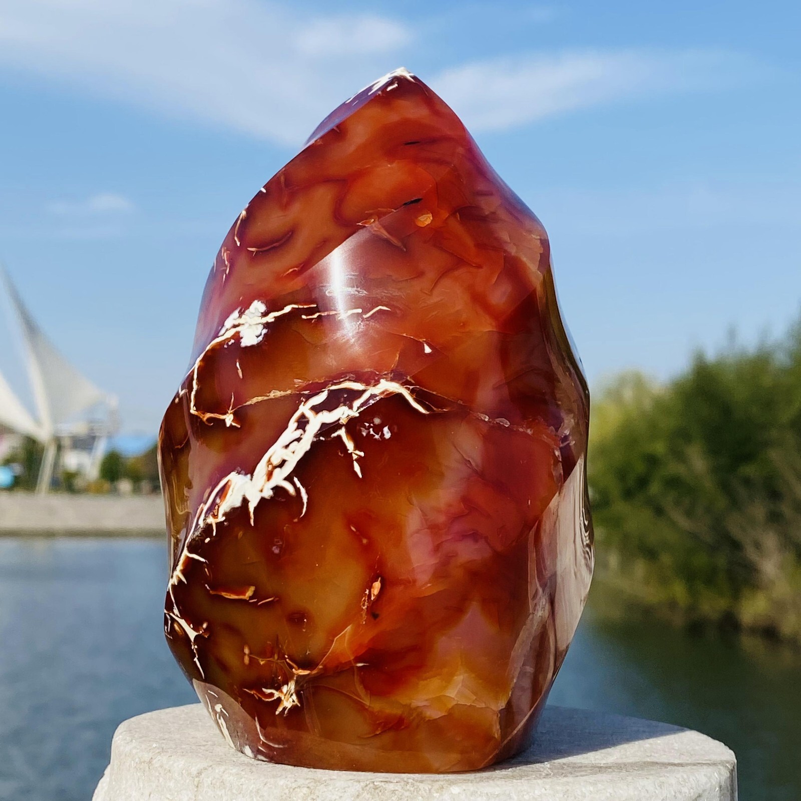 2.74LB Natural Red Agate Flame spiral Quartz Crystal Mineral specimen healing