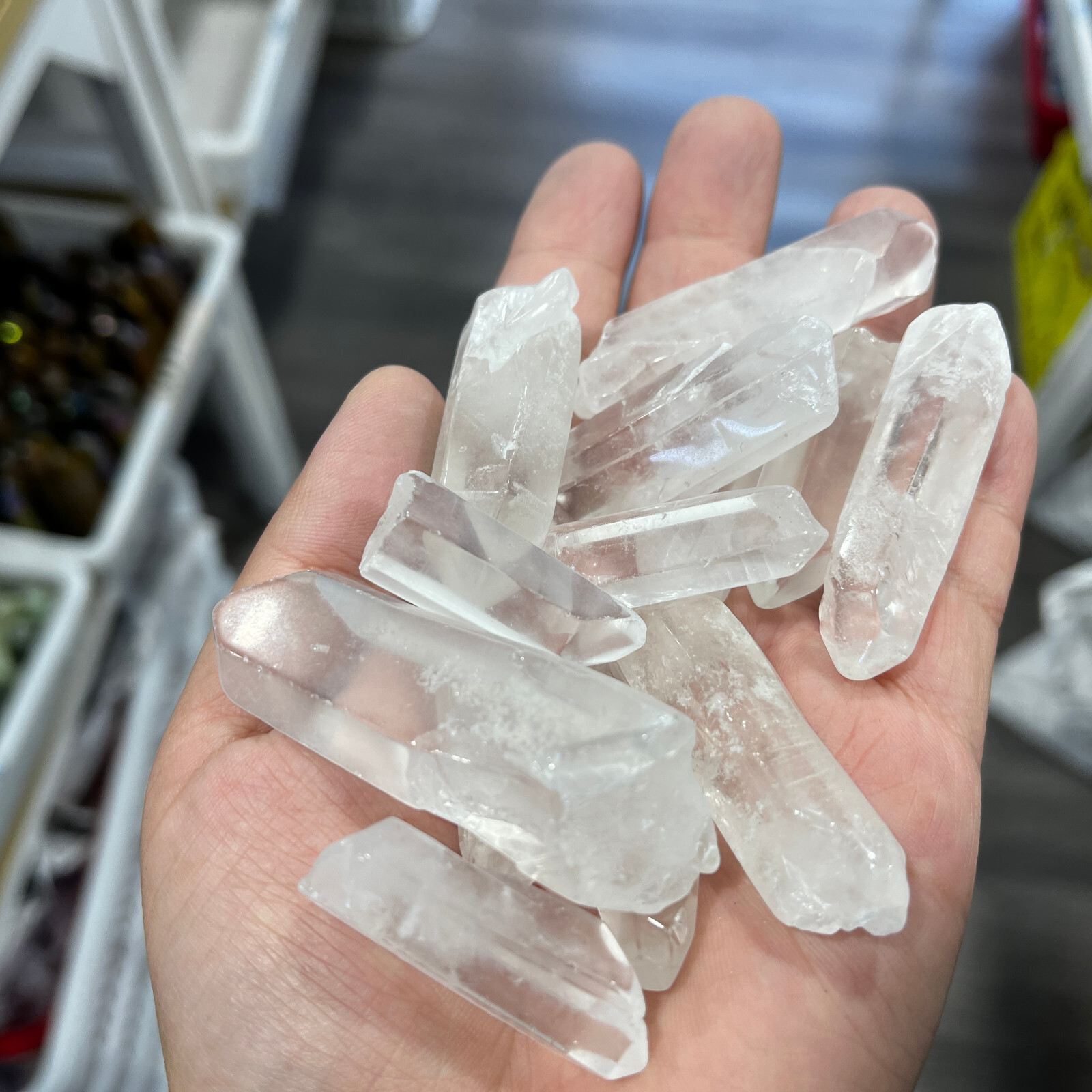2.2LB White quartz titanium rainbow aura lemurian crystal wand point healing Gem
