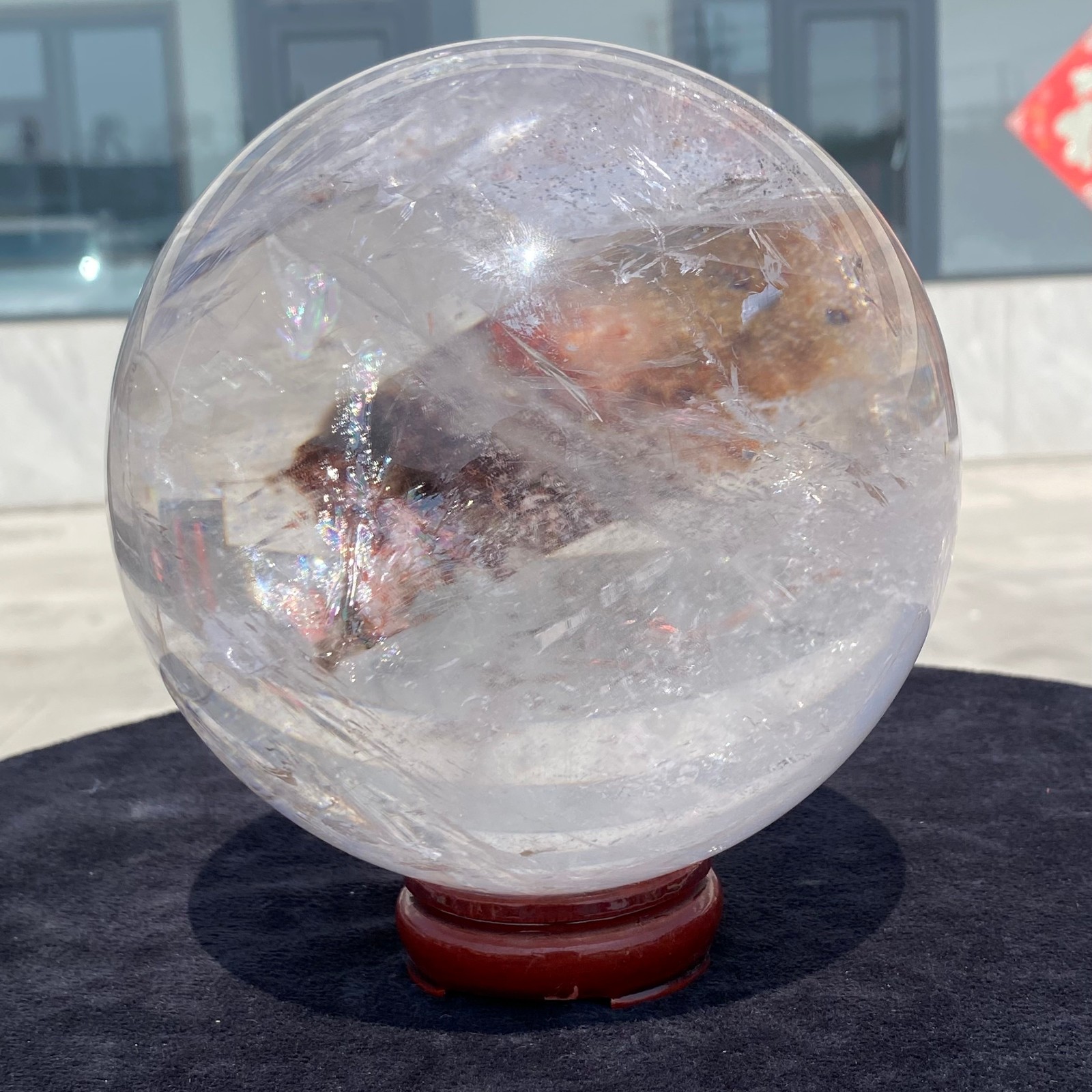 11.5LB Natural Rainbow Green Ghost Quartz Sphere Energy Crystal Ball Reiki Decor