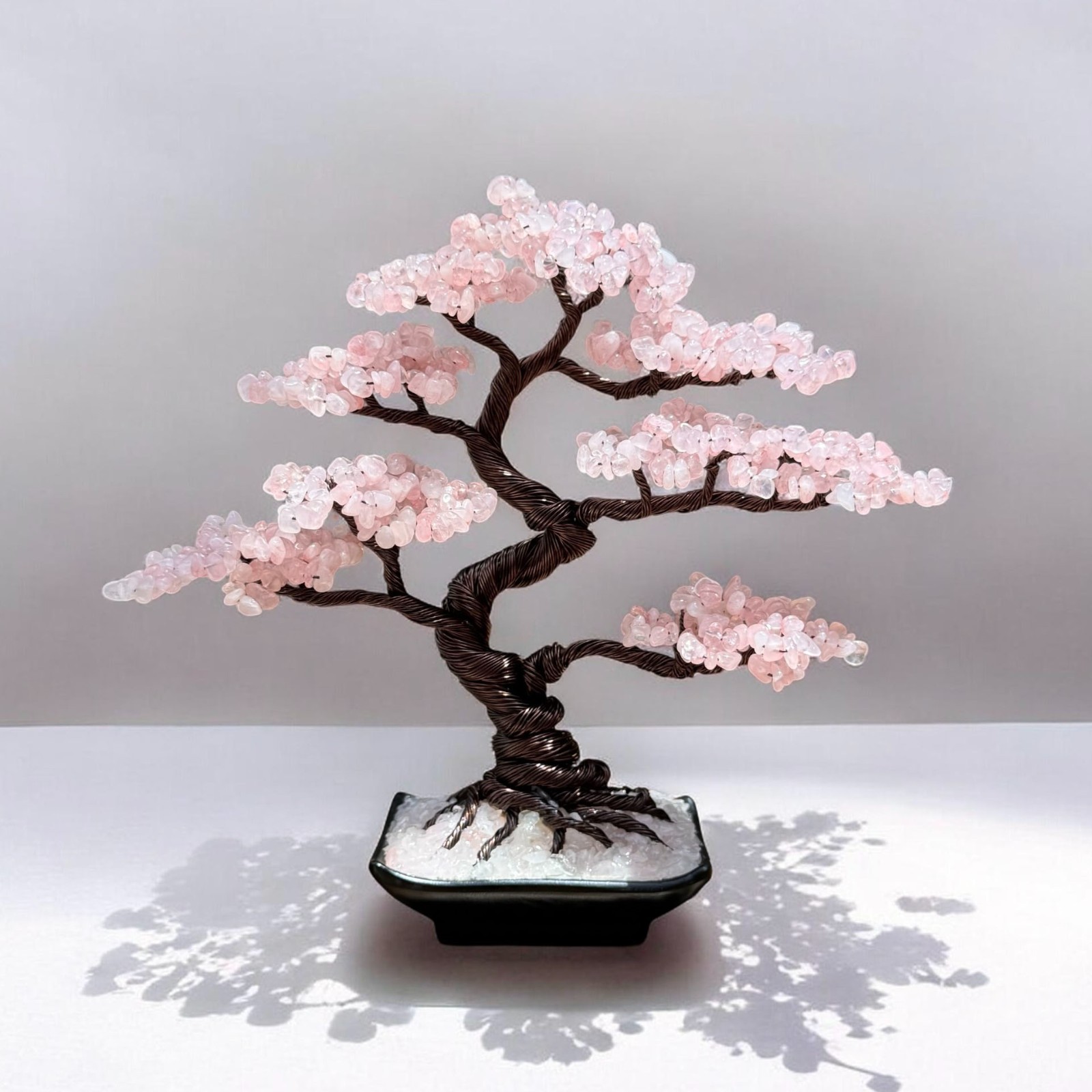 Rose Quartz Crystal Bonsai tree Natural gemstone tree