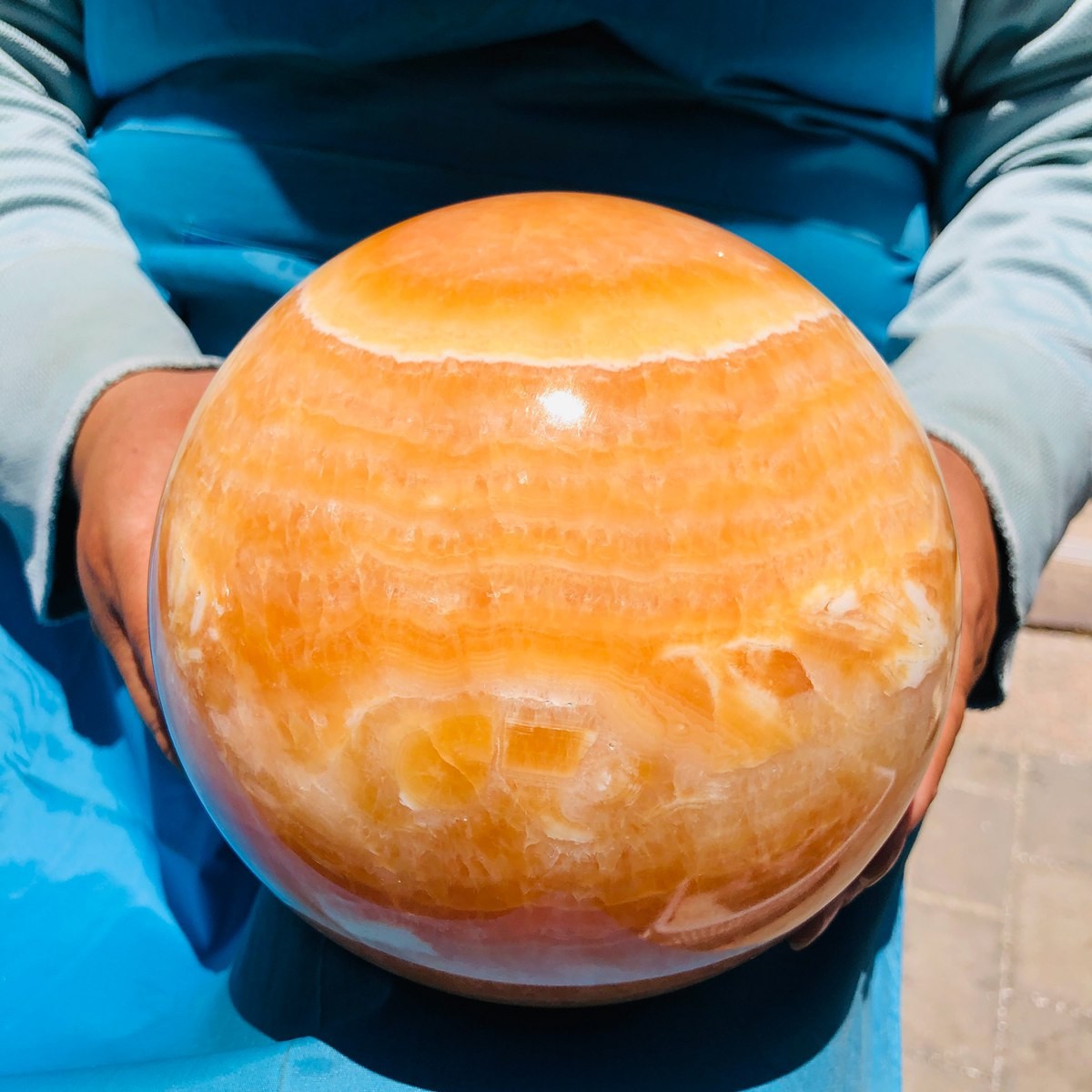 4710G Top Natural Yellow Calcite Ball Quartz Crystal Ball Reiki Healing 5521