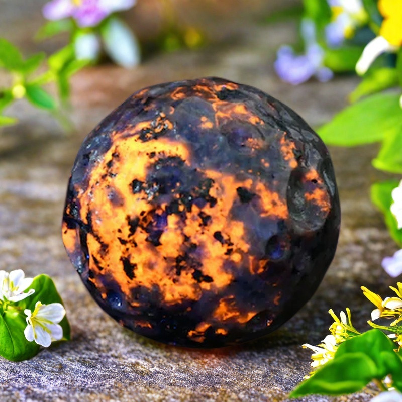 1pc Natural Yooperlite Moon Sphere Hand Carved Ball Crystal Home Decoration 50MM