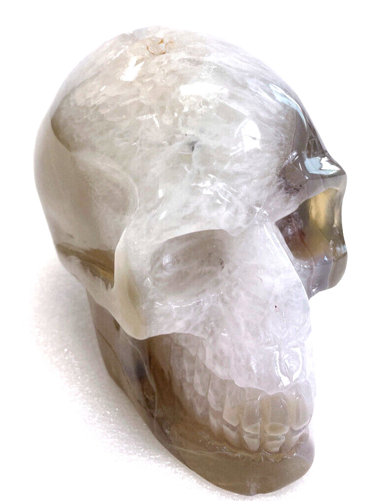 4.1” Natural Agate Carved Crystal Skull,Realistic – Skulls Gemstone & Crystal