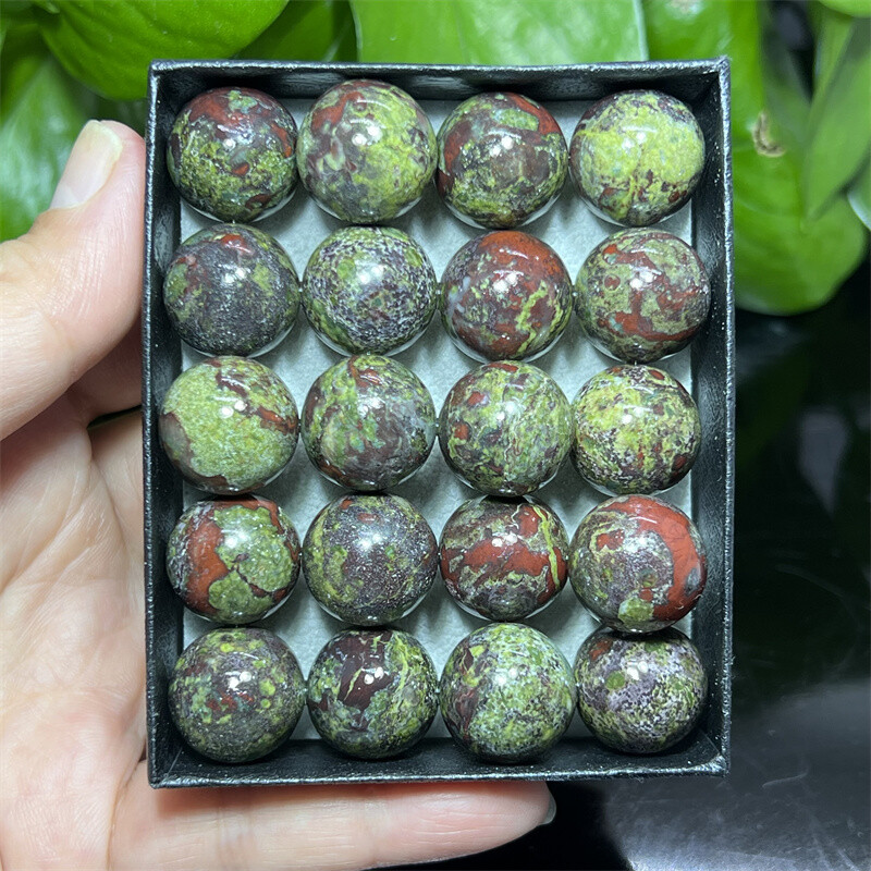 20pcs Natural Dragon blood jasper ball quartz crystal Sphere healing 15mm+Box
