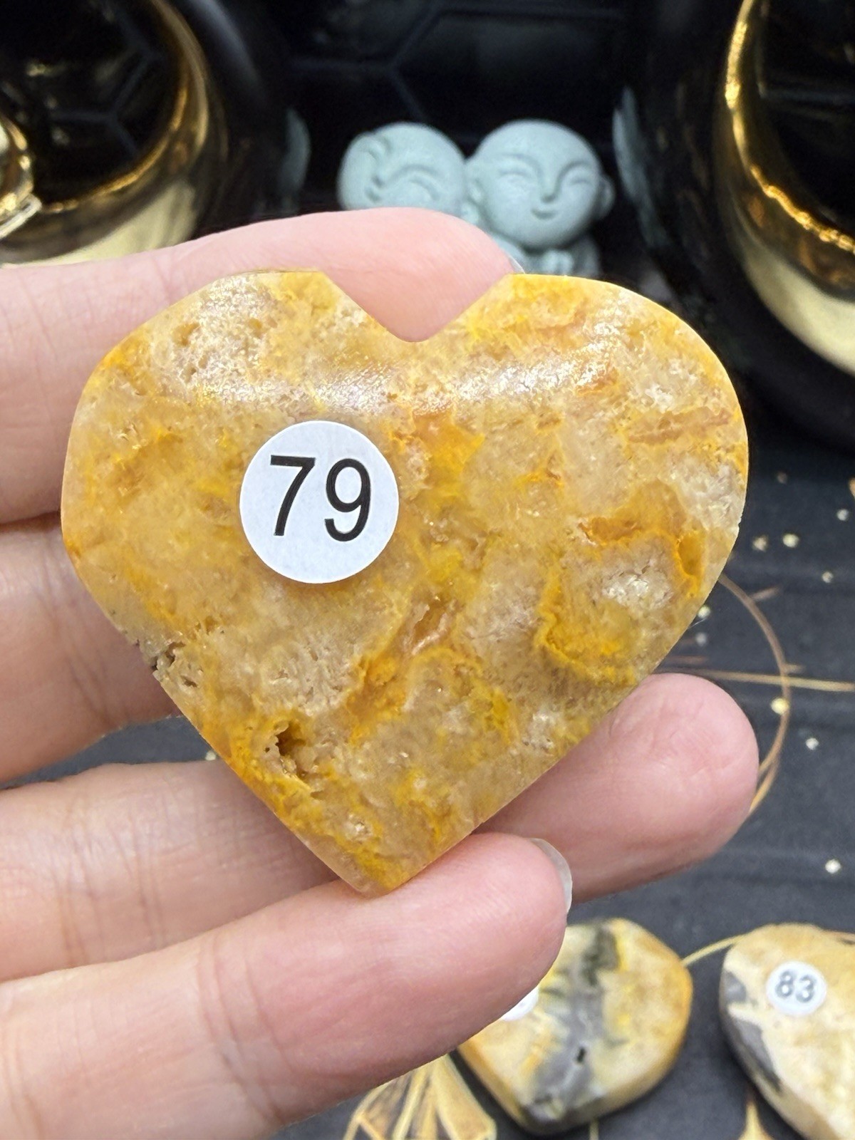 Natural Bumblebee Jasper Carved Hearts Palmstone Druze vugs raw Free shipping