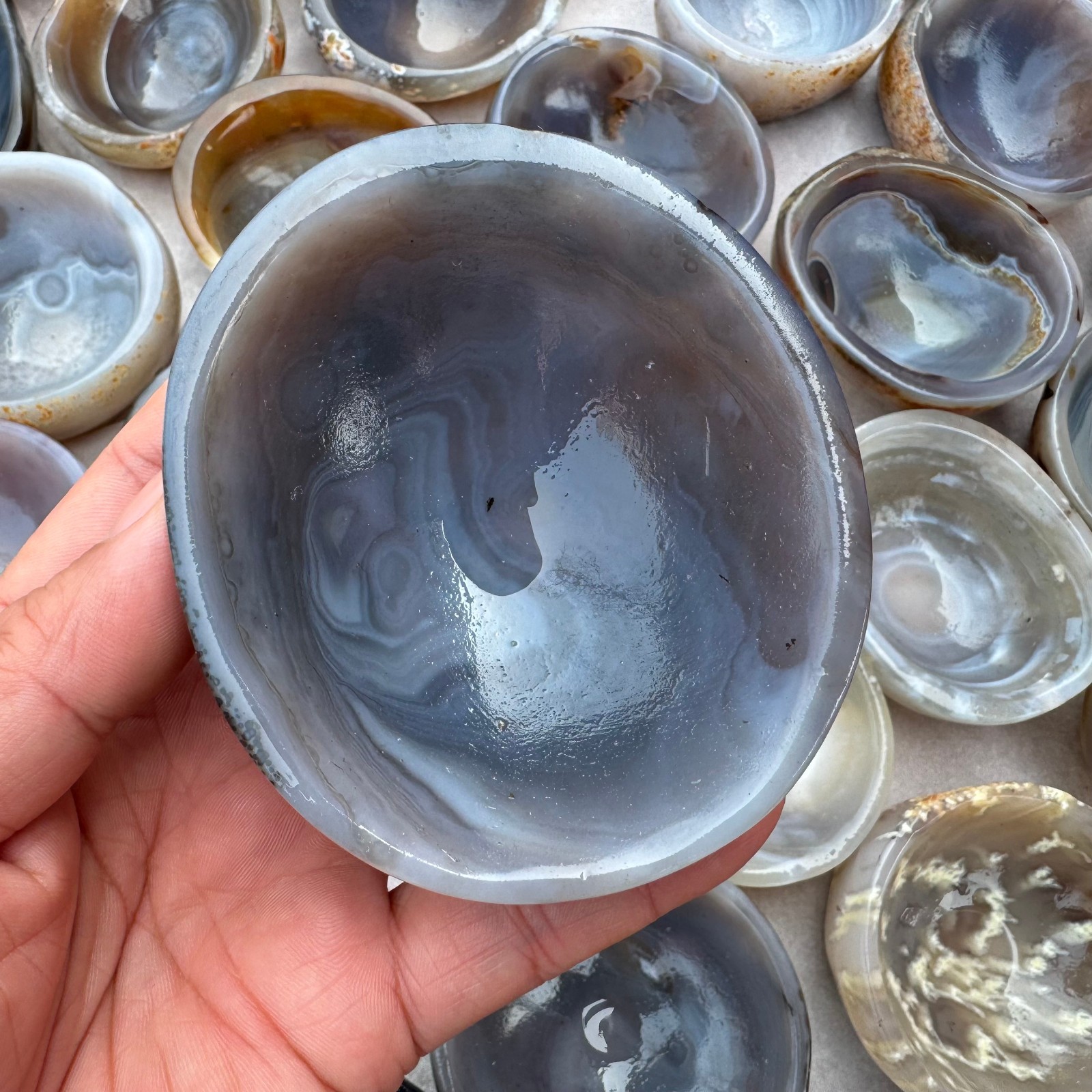 1PCS Handcrafted Agate Bowl – Healing Crystal Bowl for Decor, Cleansing