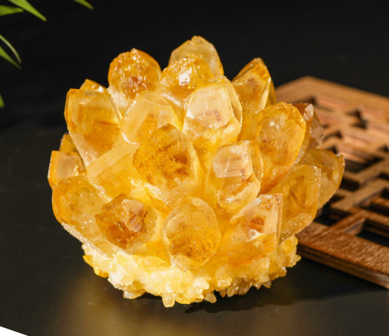 2026Rare 300g Natural Citrine Crystal Cluster Raw Healing Energy Home Decor Gift