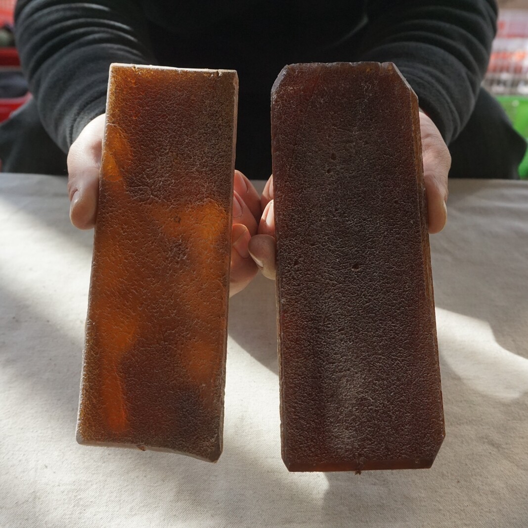 2.4LB 2Pcs ORANGE TRANSPARENT MAN-MADE LAB QUARTZ CRYSTAL BRICK MATERIAL China