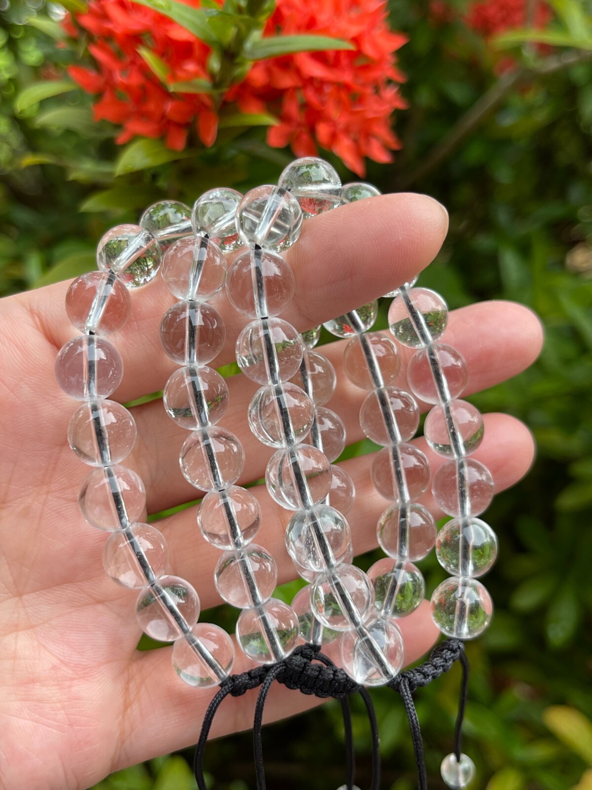 Grade A++ Clear Quartz Crystal Adjustable Bead Bracelet 10mm, Genuine Gemstone
