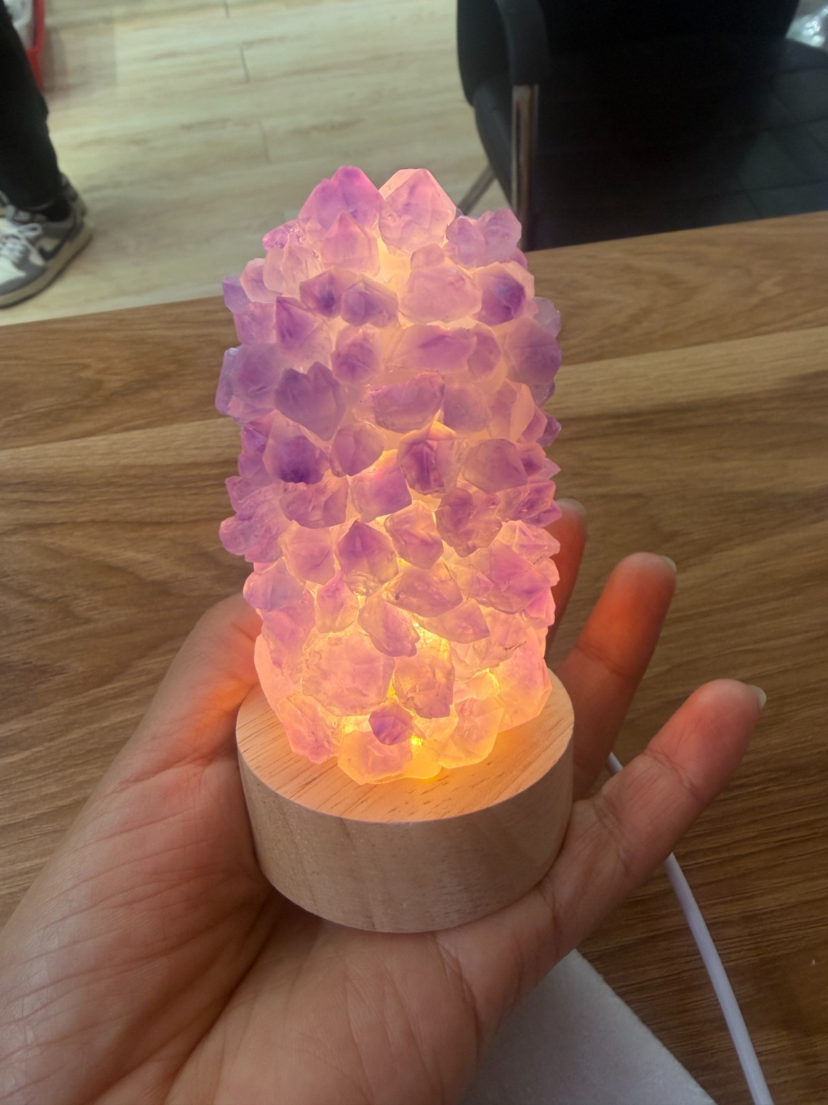 1pc natural amethys Crushed stone Quartz Crystal DIY USB Night lamp energy