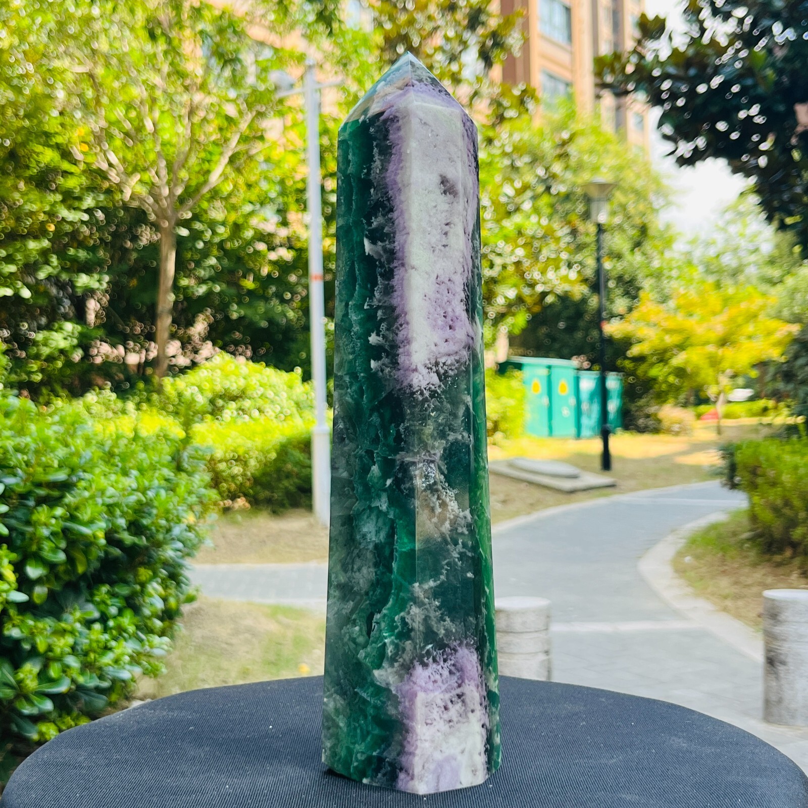 3.6LB Natural Colourful Fluorite Obelisk Quartz Crystal Tower Healing