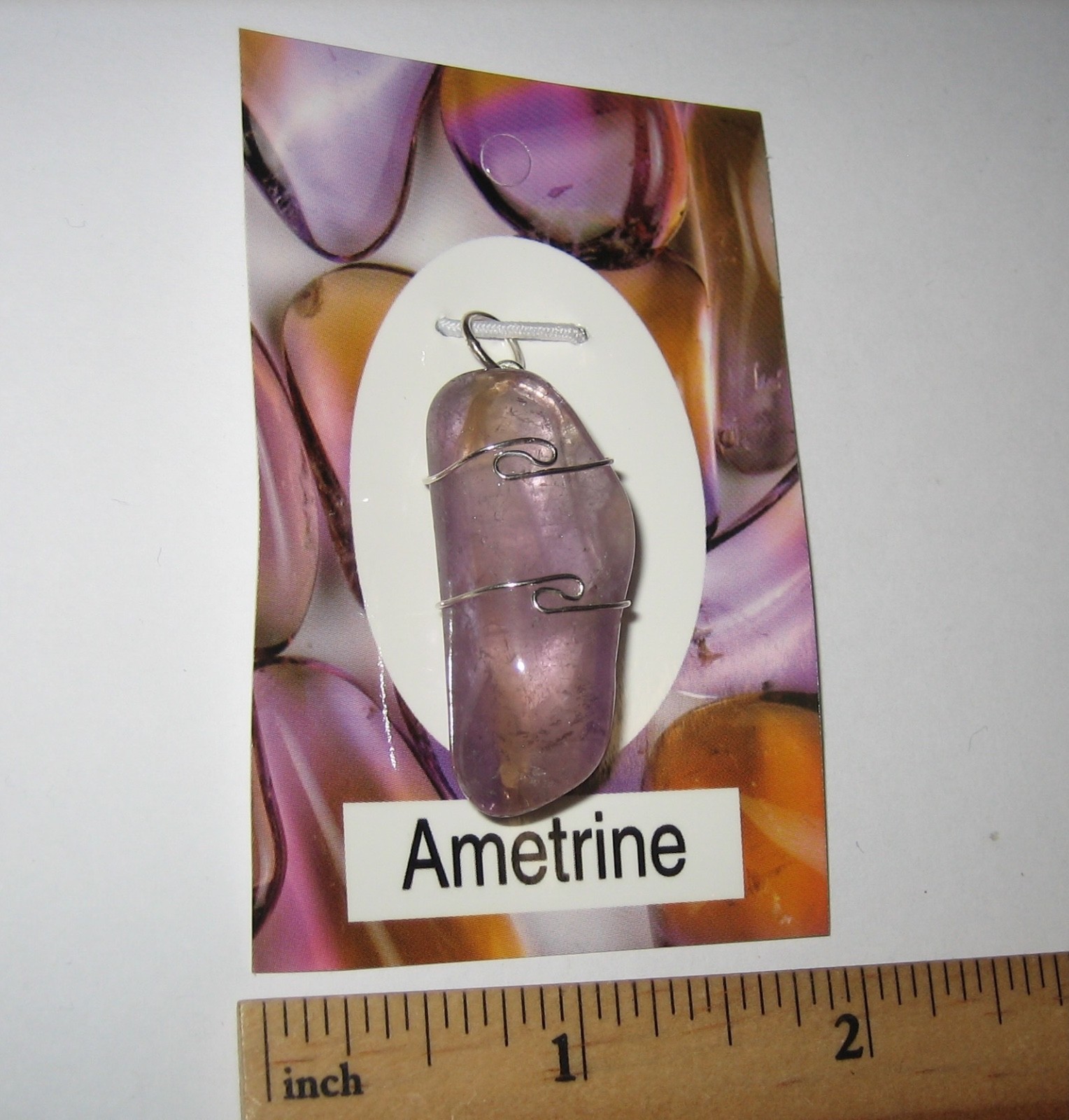1.45″ TUMBLED POLISHED AMETRINE (AMETHYST & CITRINE) QUARTZ CRYSTAL PENDANT *1