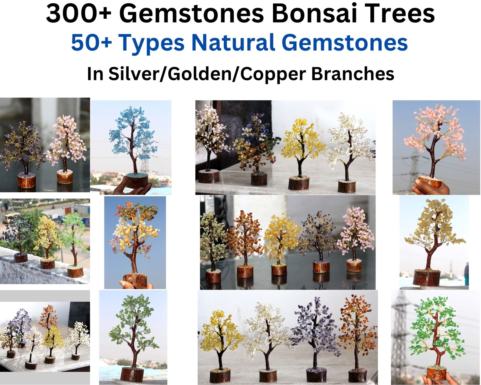 300+ Gemstones Bonsai Tree of Life Home Decor Energy Healing 8-10″