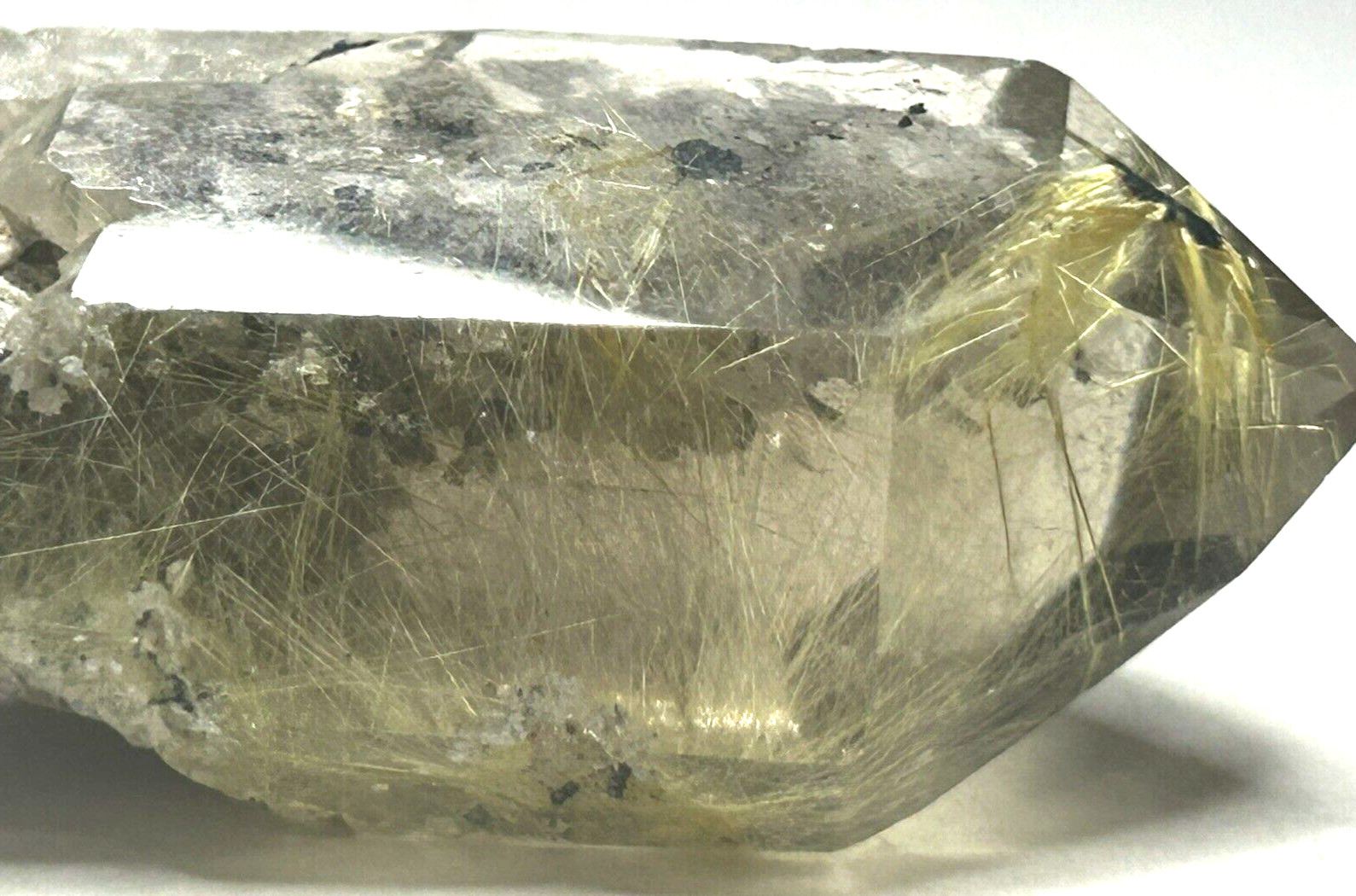 Clear Garden Quartz Semi-Polished Point With Gold Rutile and Hematite 25g/44.1mm
