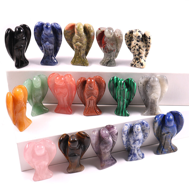 1.5inch Charms Stone Crystal Angel Healing Guardian Angels Figurines Statue