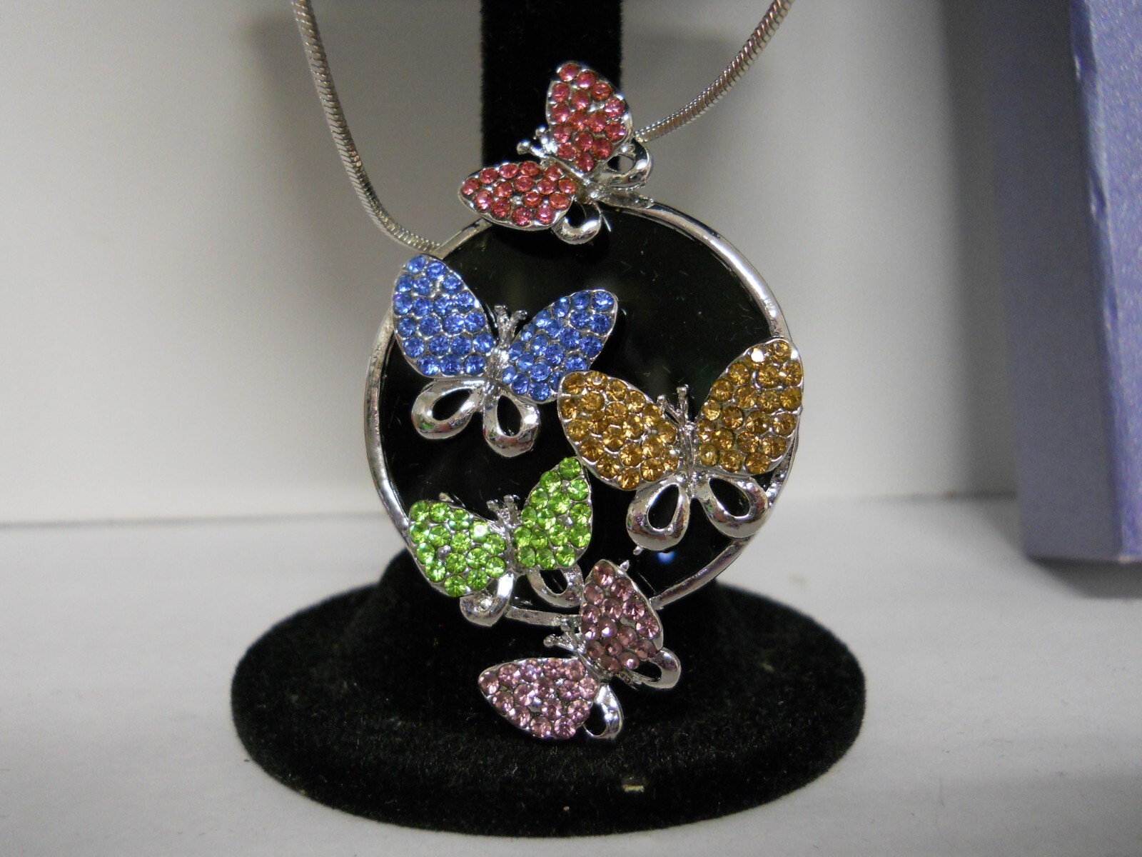 Stainless Steel Alloy Adjustable Long Length Colorful Rhinestone Necklace #835