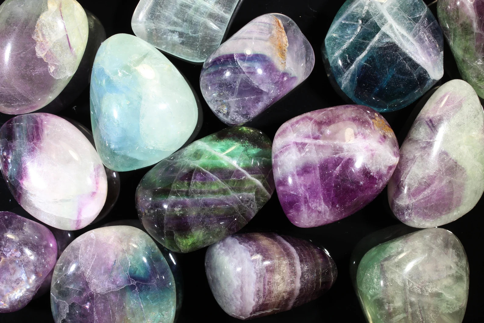 Fluorite “A” Grade Large Tumbled Gemstones – Bulk Wholesale Options – 1 LB