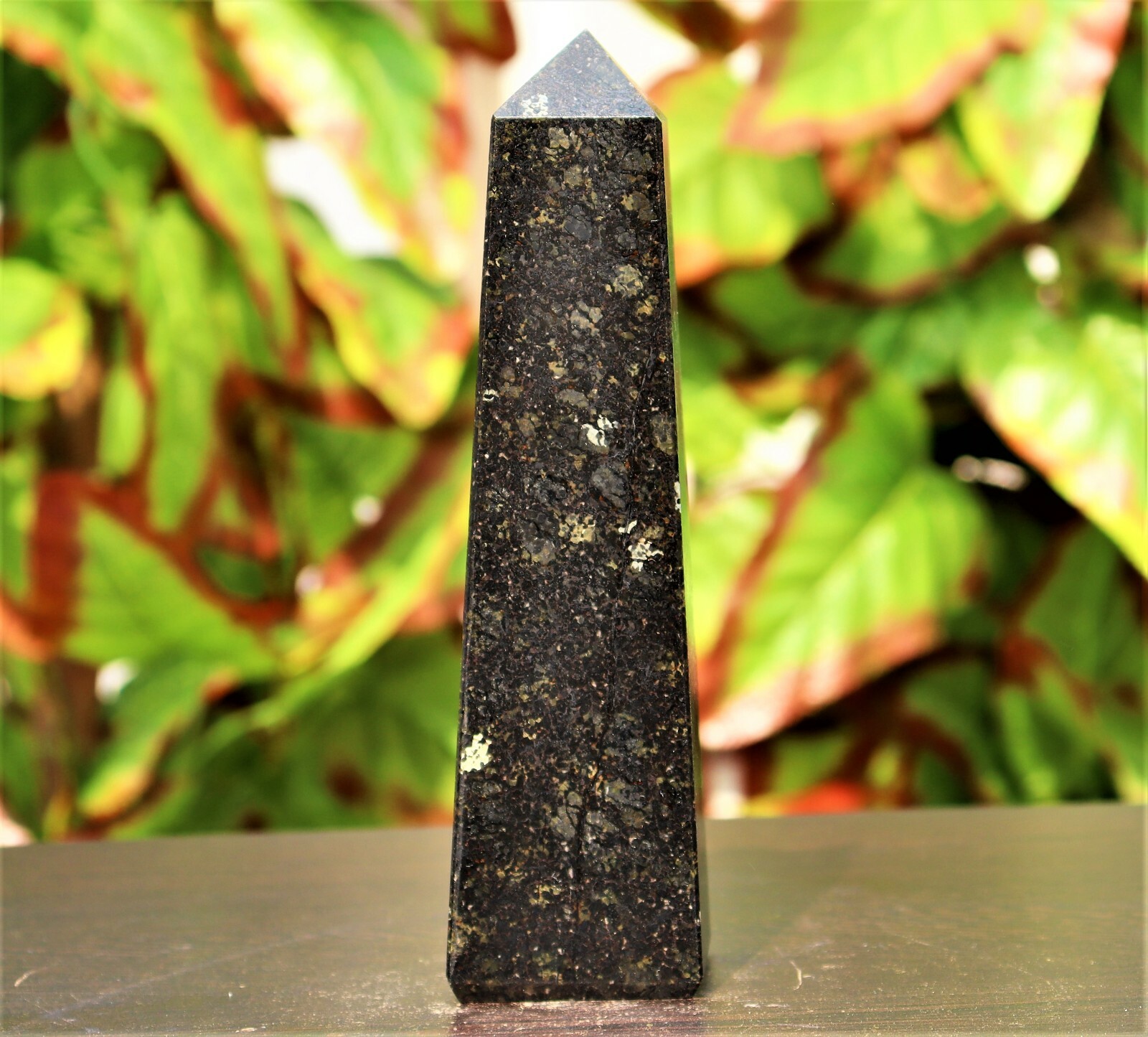Large 175MM Black Nuummite Sorcerer’s Stone Healing Power Metaphysical Tower