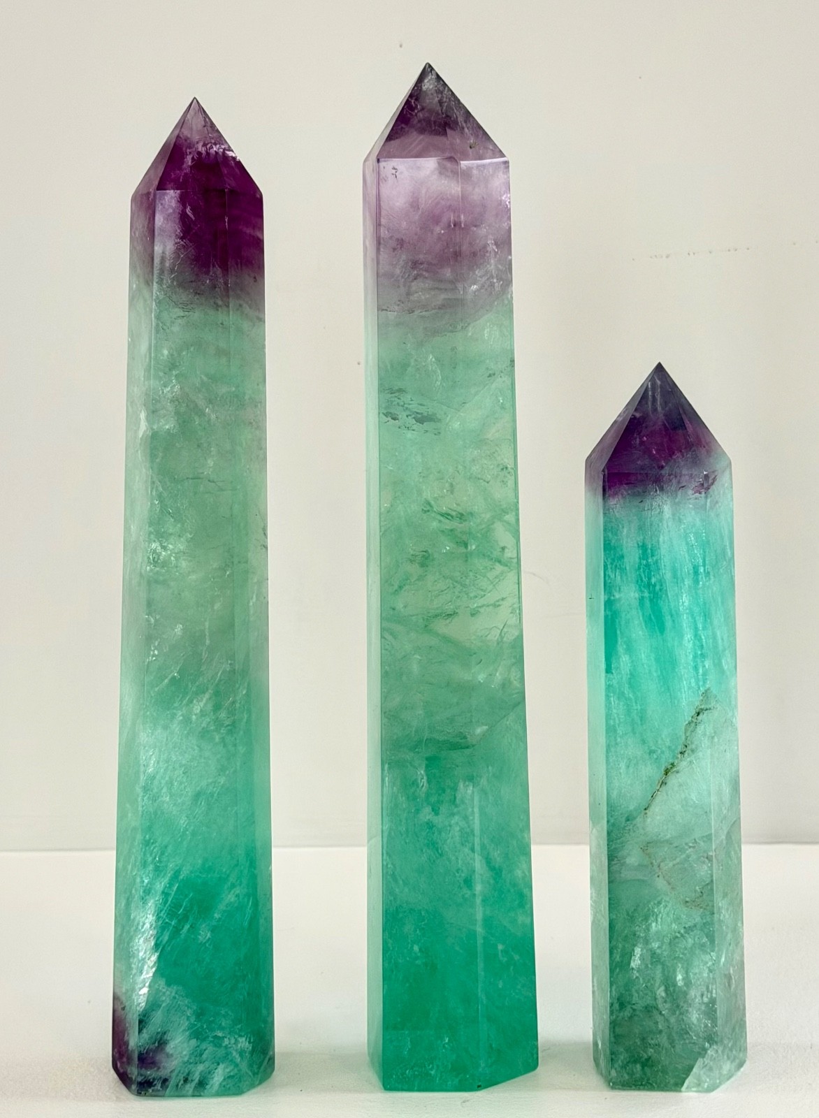 Wholesale 3 Pcs Large Natural Watermelon Fluorite Obelisk Crystal Tower Point