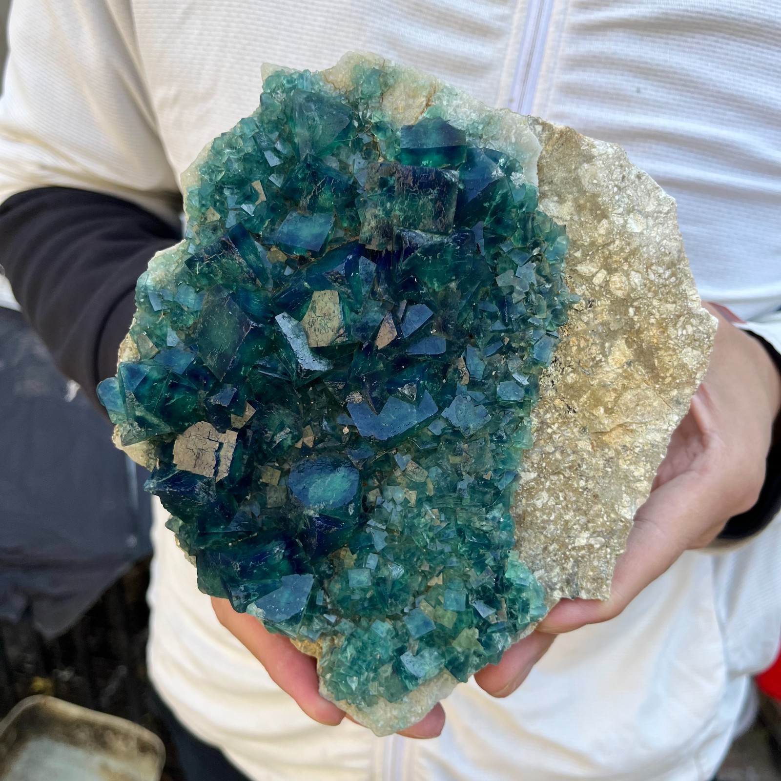 3.9lb Natural cubic green fluorite crystal cluster rough mineral specimen