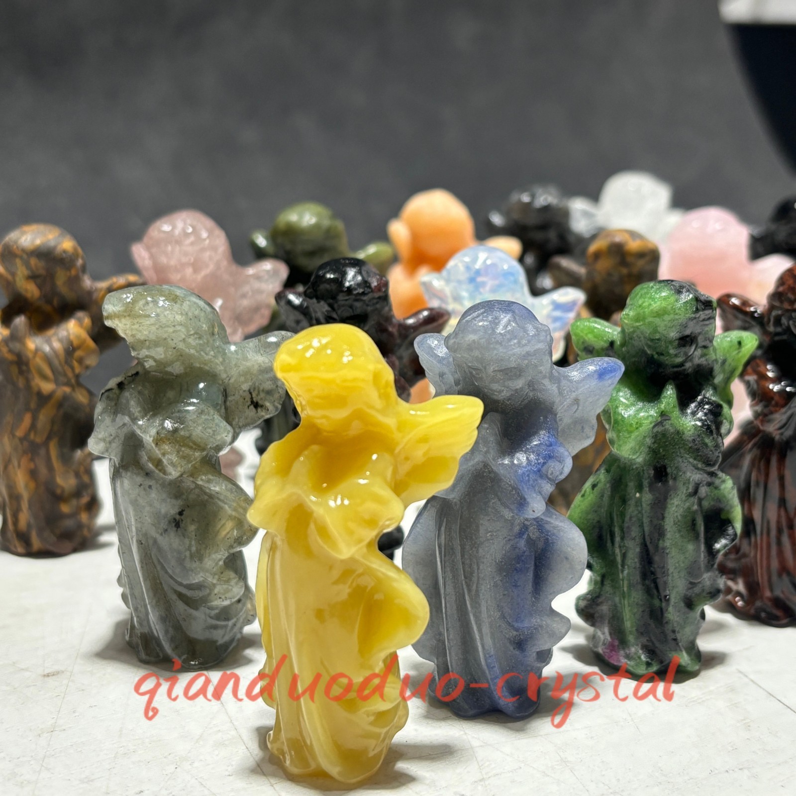 5pcs Mix Natural Quartz Angel skull Hand-carved Crystal skull reiki healing