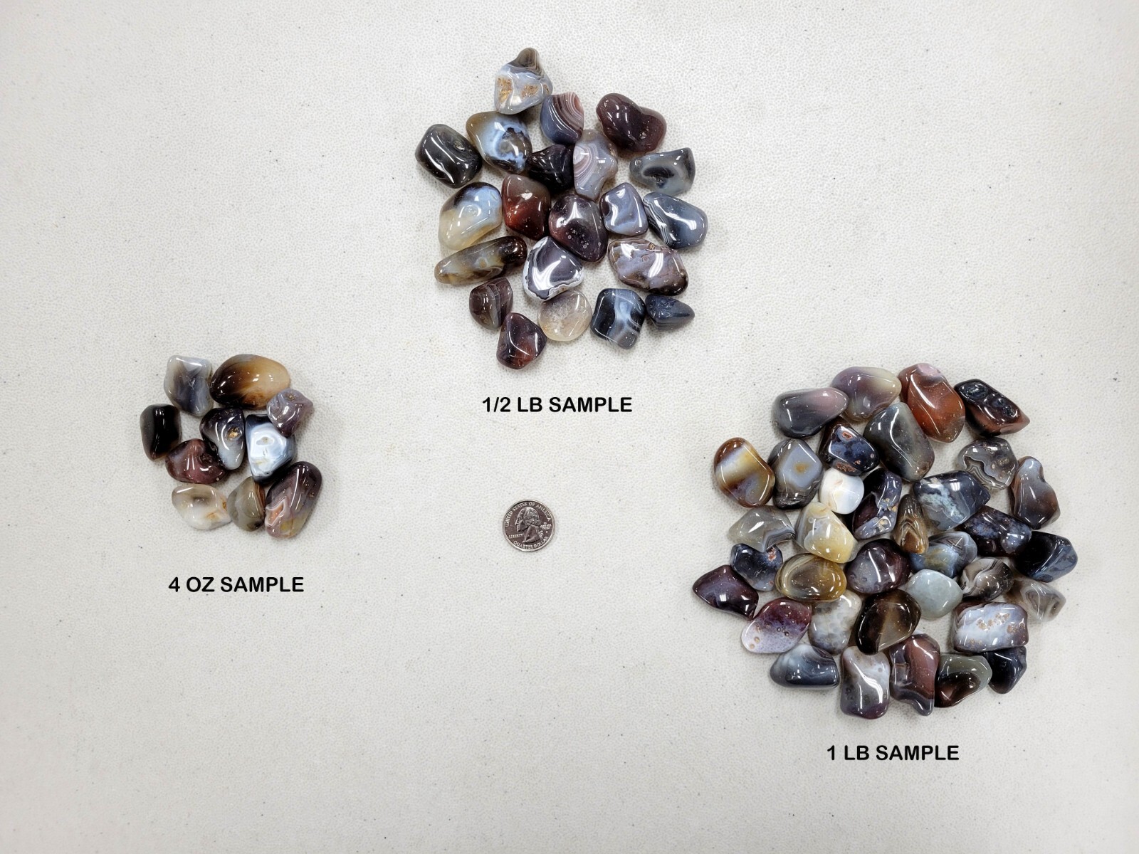 TUMBLED GRAY BOTSWANA AGATE CRYSTALS BULK WHOLESALE JEWELRY SIZE 3/4 TO 2 INCHES