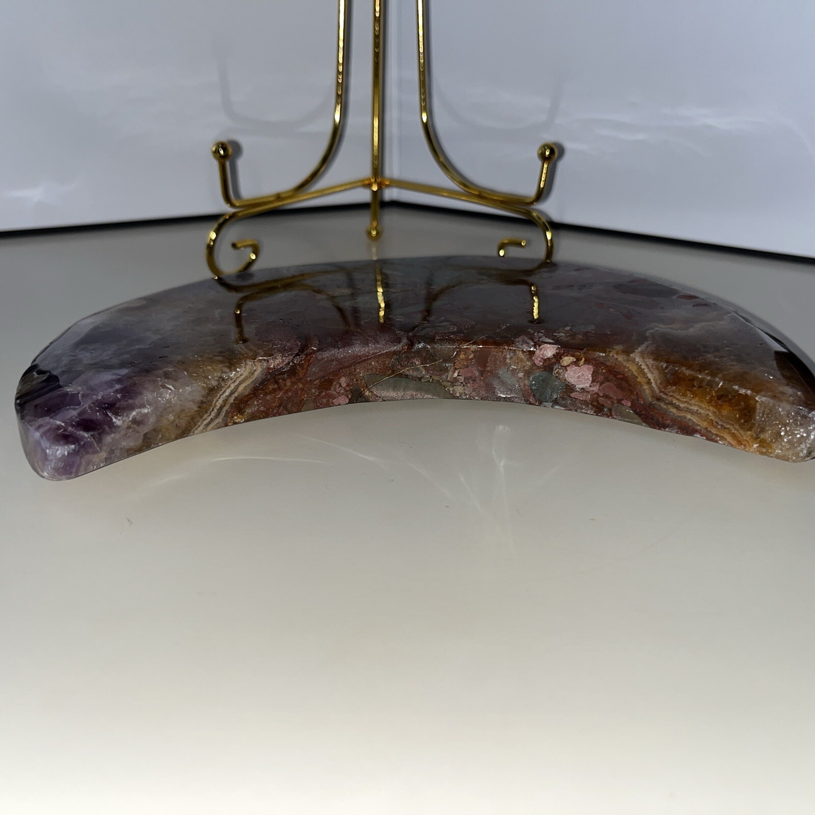 Amethyst Mixed Material Moon With Stand