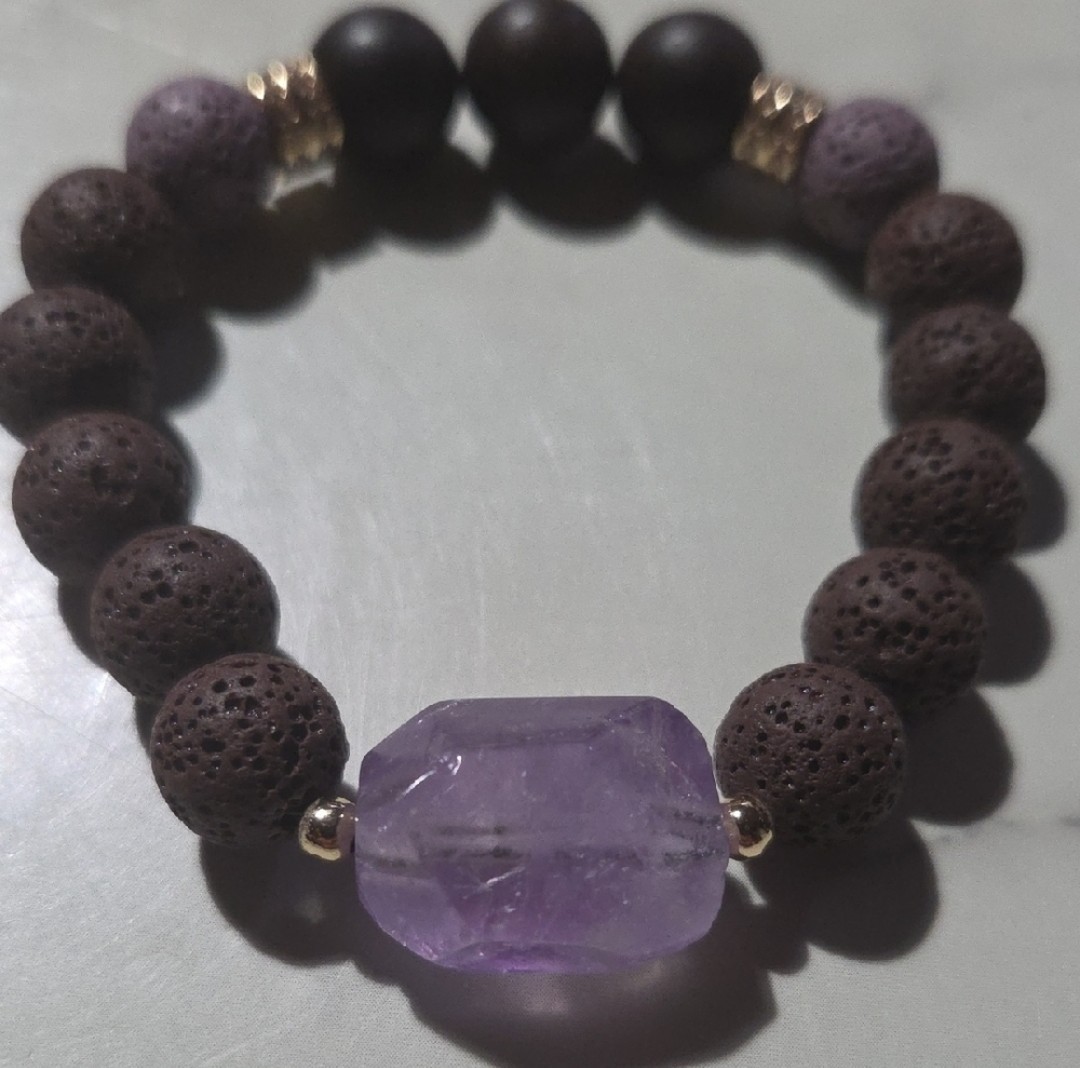 Amethyst Lava Rock Aromatherapy Essential Oil Diffuser Bracelet Accent beads