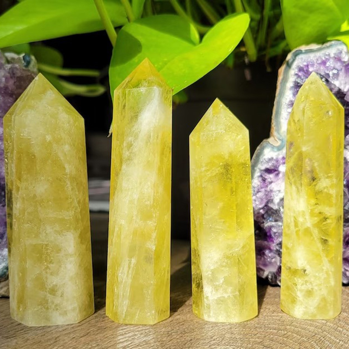 Natural Citrine Tower Point Healing Crystal Wand Reiki Obelisk Home Decor Gifts