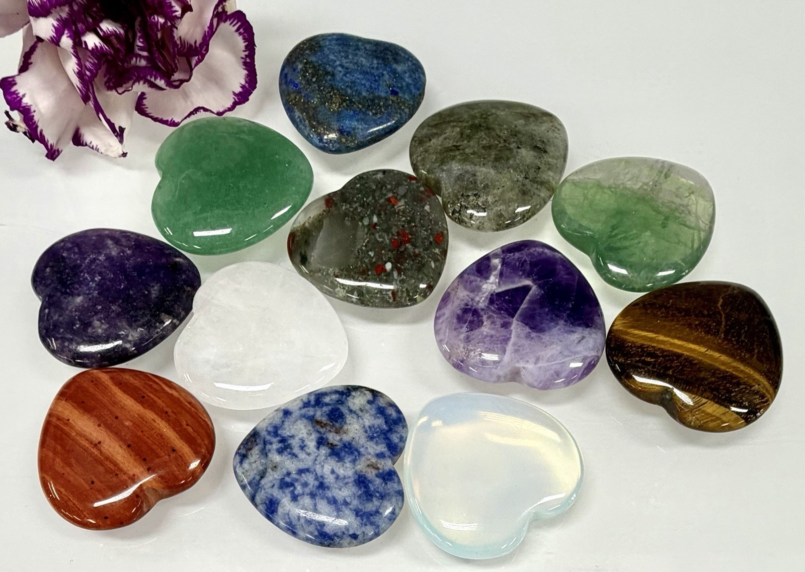Wholesale Lot 12 Pcs 30mm Mixed Crystal Heart ❤️ Healing Energy