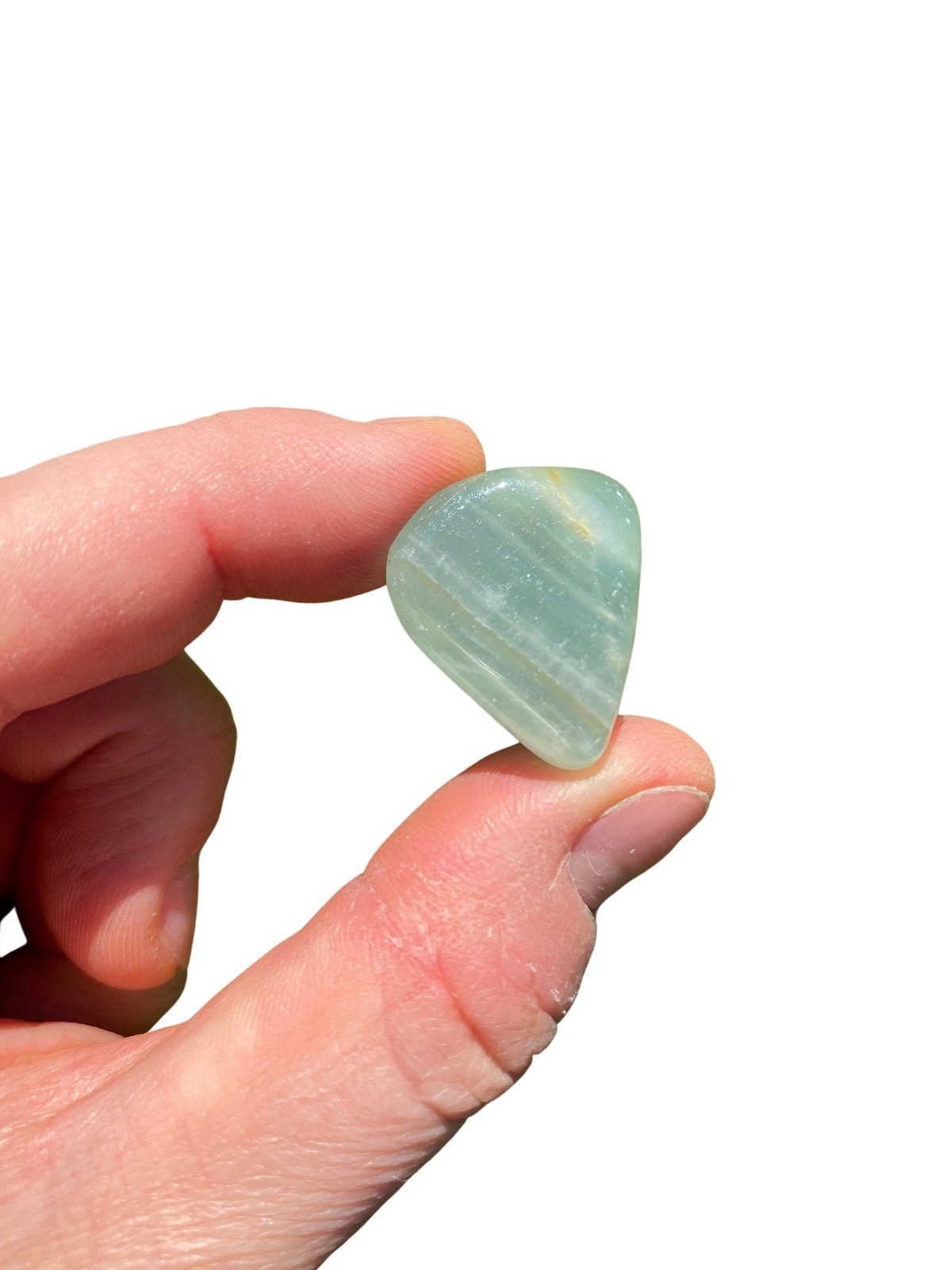 Lemurian Aquatine Calcite Tumbled Stone from Argentina, Polished Crystal