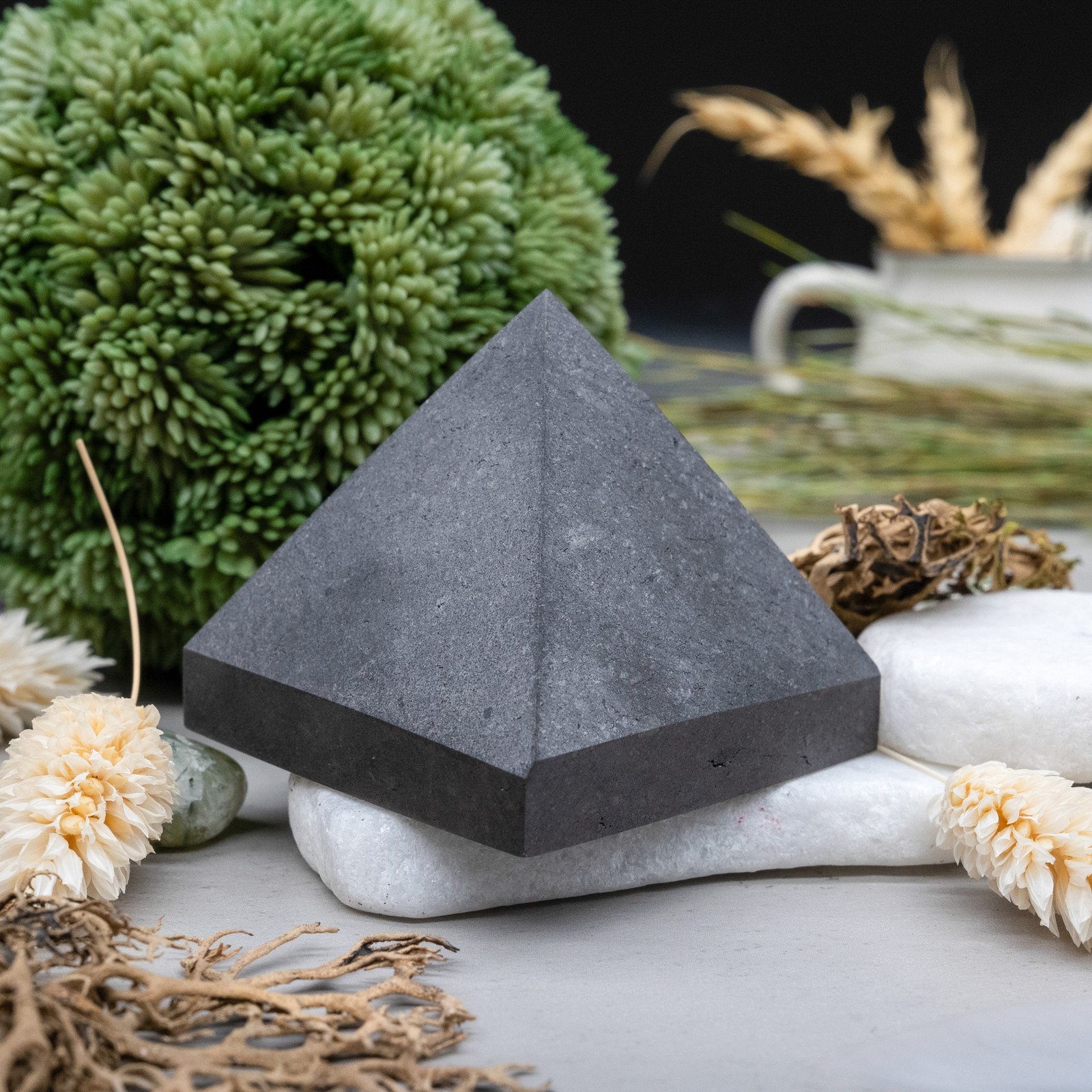 Shungite Pyramid EMF Protection Home Energy Healing Gift Black Decor Crystals