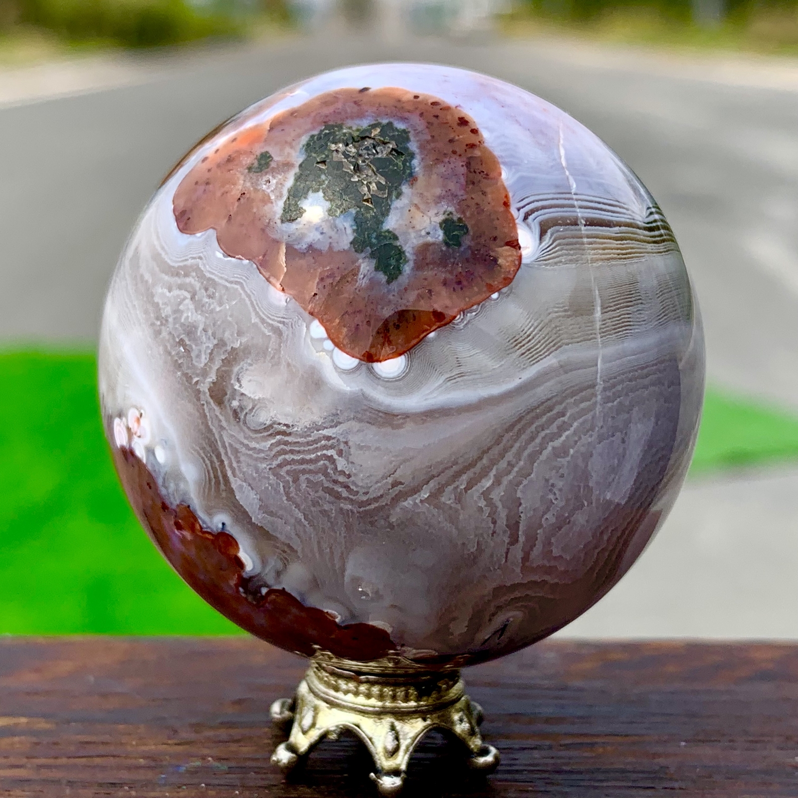 130GNatural Silk agate Sphere Quartz crystals Balls Reiki Healing Gem