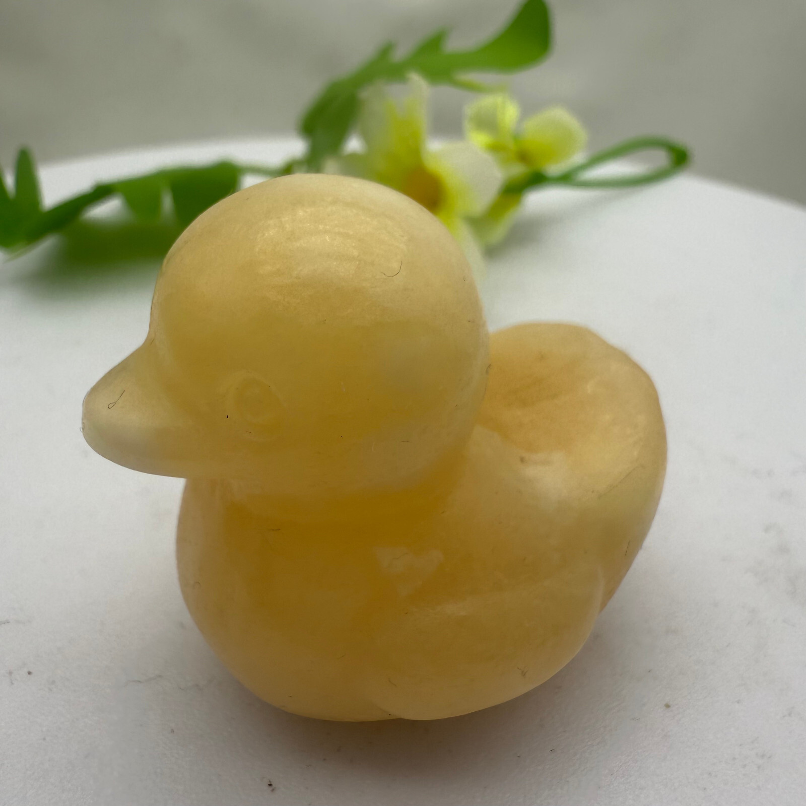 1pc natural geode stone Quartz Crystal Carved Little Yellow Duck Reiki Healing