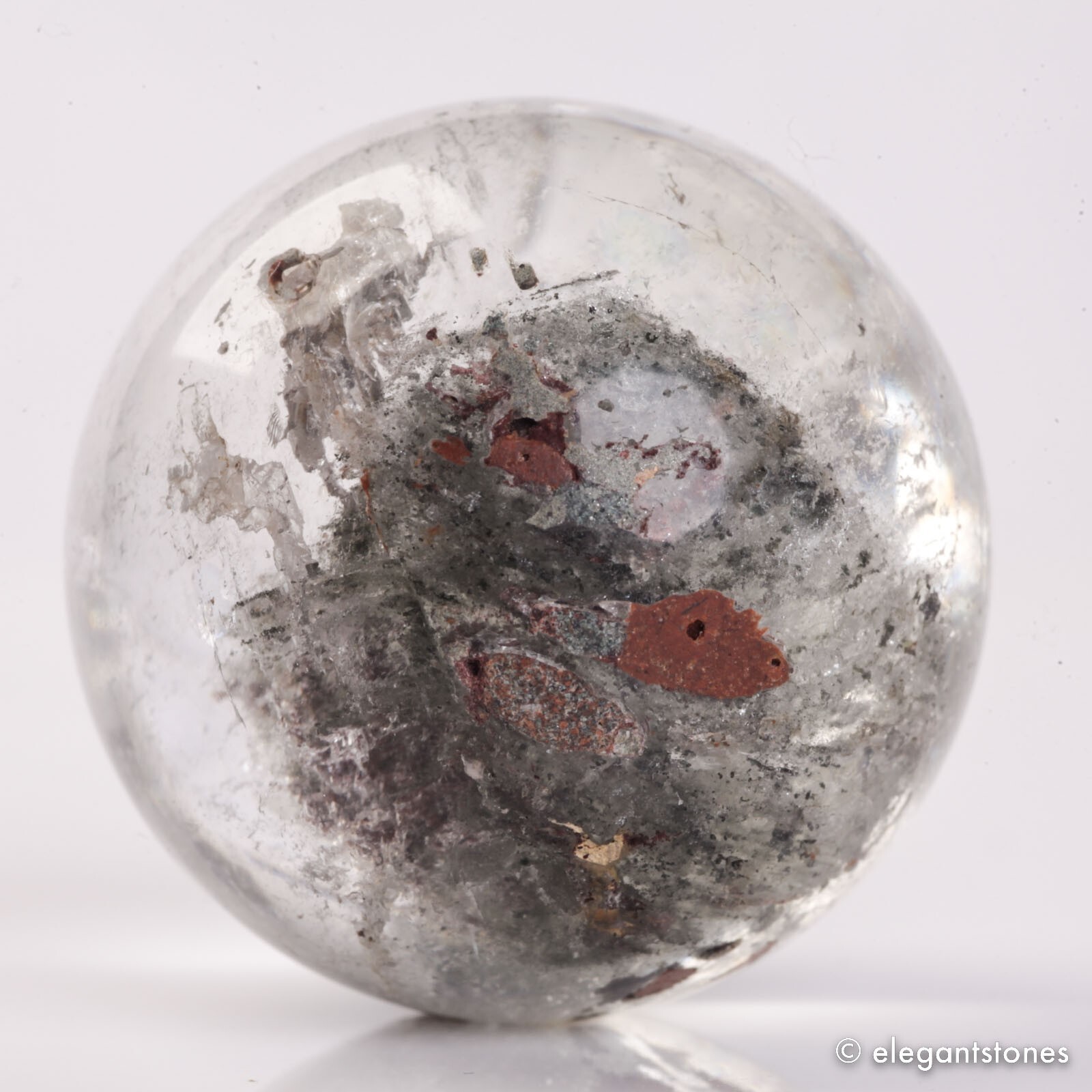 88g40mm Natural Garden/Phantom/Ghost/Lodolite Quartz Crystal Sphere Healing Ball