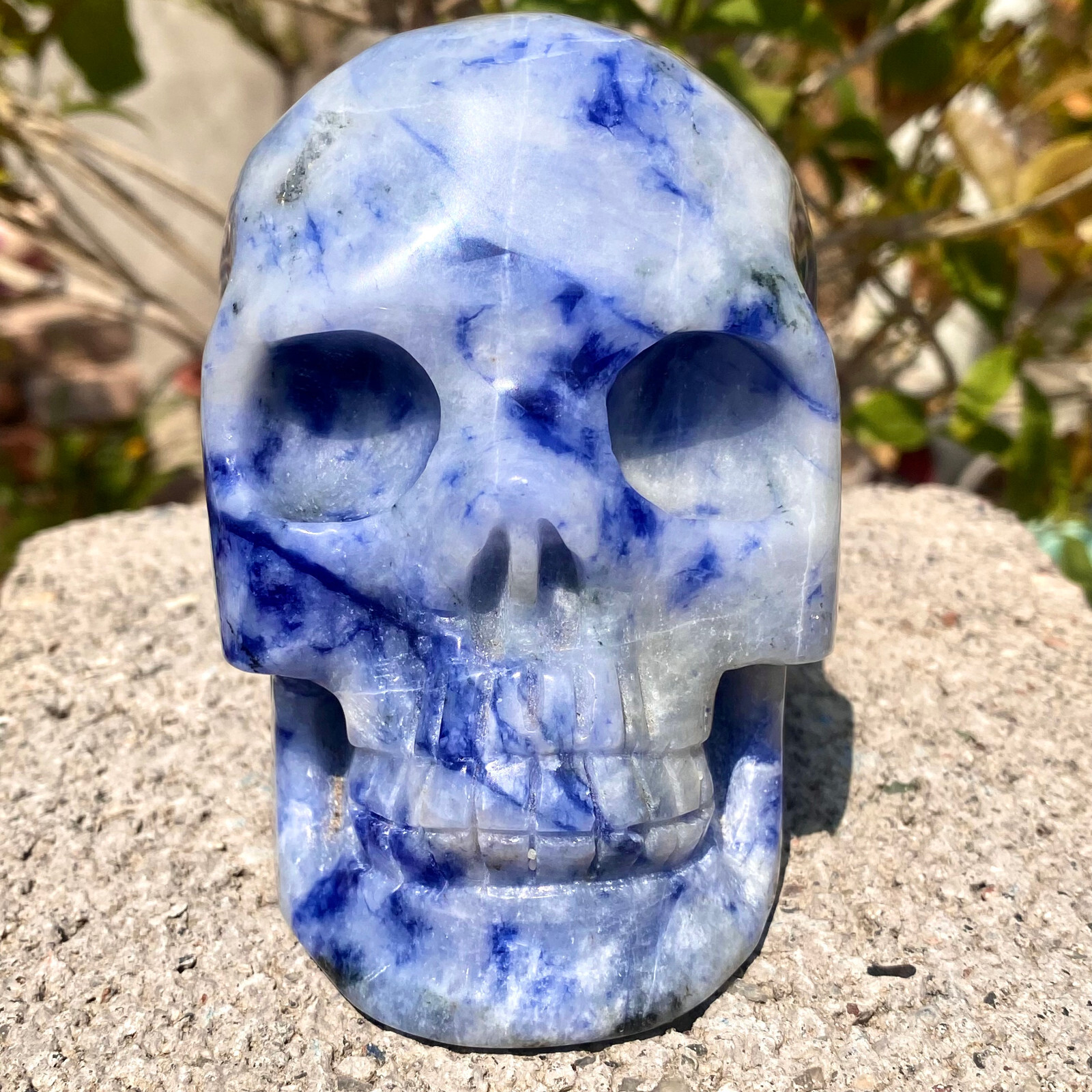 2.49LB Natural blue patterned stone, crystal skull, spiritual healing