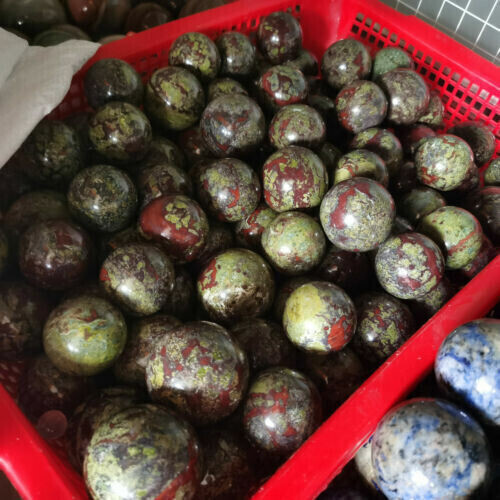 1pc Natural Dragon’s blood stone ball Quartz Crystal Sphere Reiki Healing 55+mm