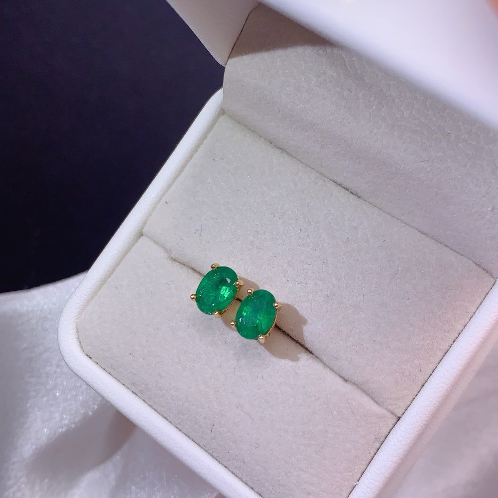 high quality emerald Stud Earrings Gemstone S925 Silver Plated 18K Gold Jewelry
