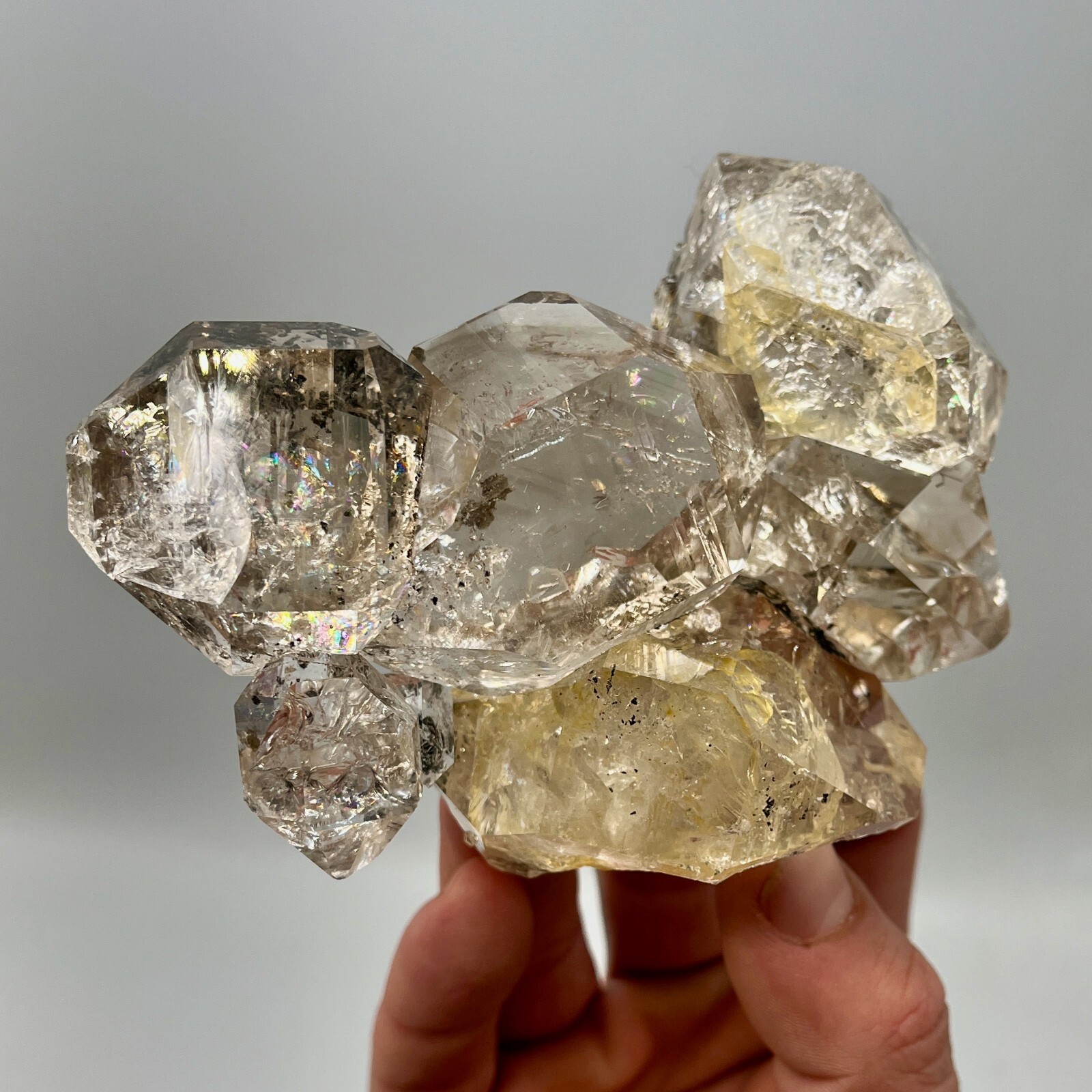 378 g Herkimer Diamond Gem Cluster w/ Huge Rainbows, A+ Clarity, Gorgeous Inclus