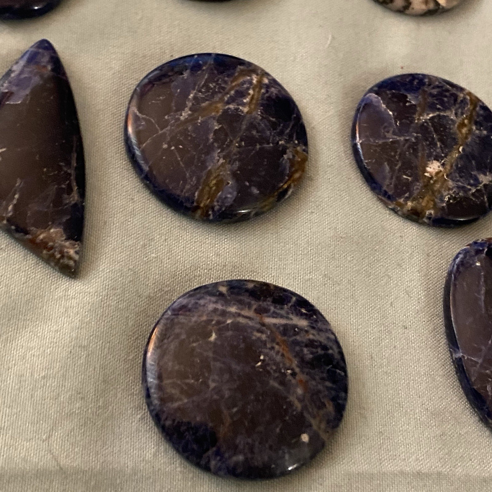 Lot Of 10 Crystal Stones Sodalite & Rhodonite Round Oval Oblong 1” To 1.5” Sizes