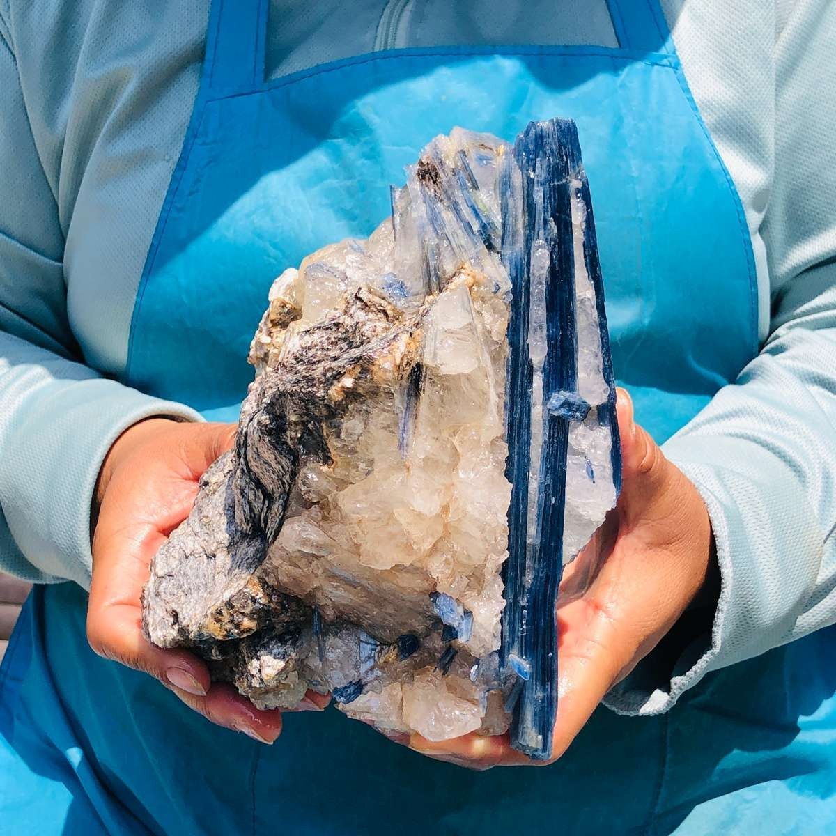 4.15LB Rare!! Natural beautiful Blue KYANITE with Quartz Crystal Specimen Rough