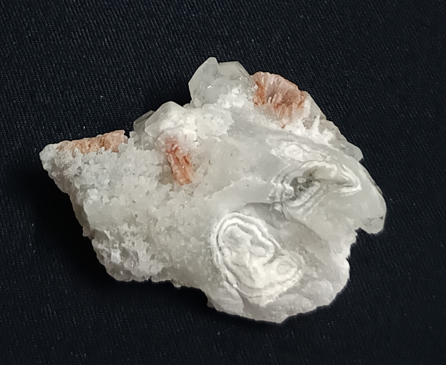 Apophyllite stunning w/ red stilbite crystals cluster spiceman